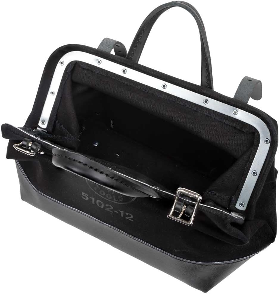 510212BLK Heavy Duty Black Canvas Tool Bag, Tool Tote, Multi-Purpose Bag with Wi