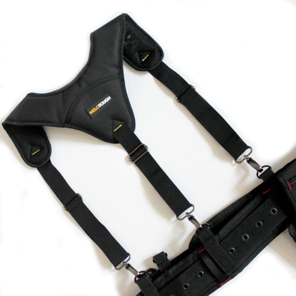 MELOTOUGH Tool Belt Suspender 3 point padded one size fits most, Black