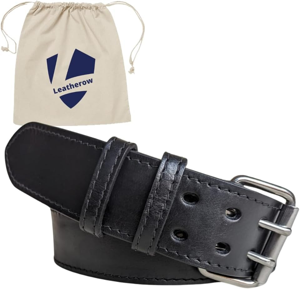 2″ Wide Leather Tool Belt for Men, Adjustable Oil-Tanned Heavy Duty Belt for Wor