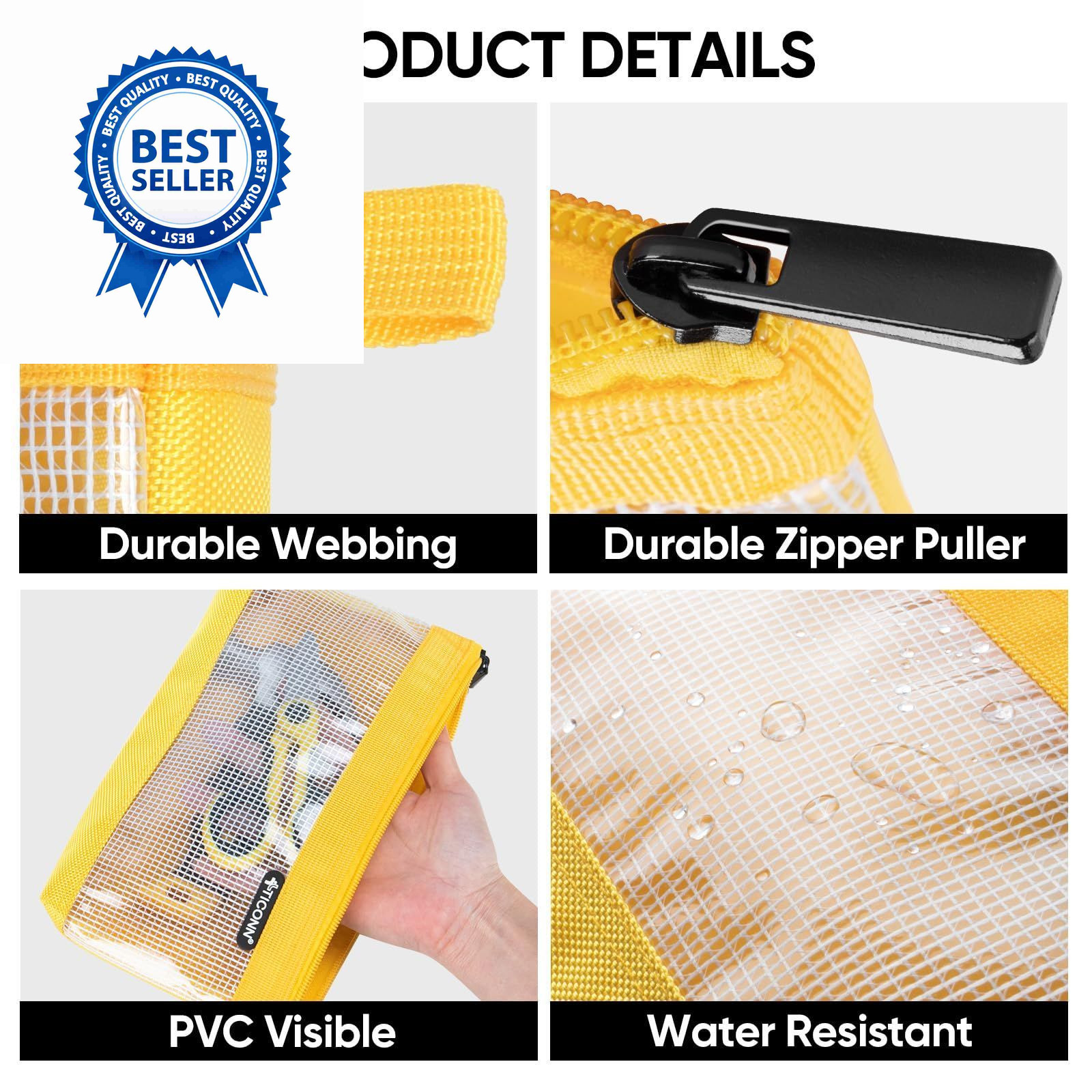 TICONN Tool Pouch, 1680D Oxford Small Clear, 6 Pack Combo, Multicolored