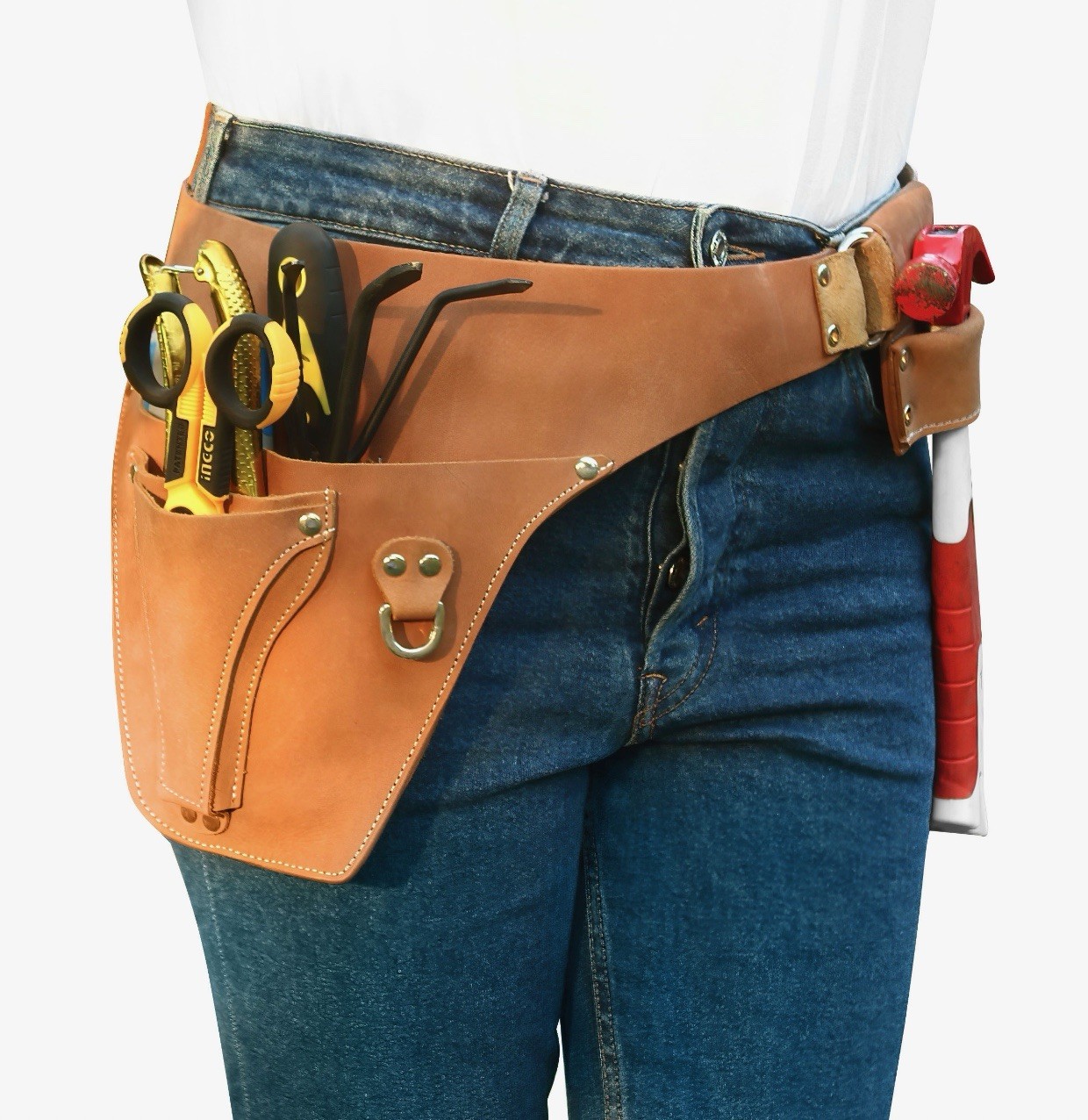 Leather Garden Tool Belt Utility Belt, Carpenter Electrician Tool Pouch Hammer