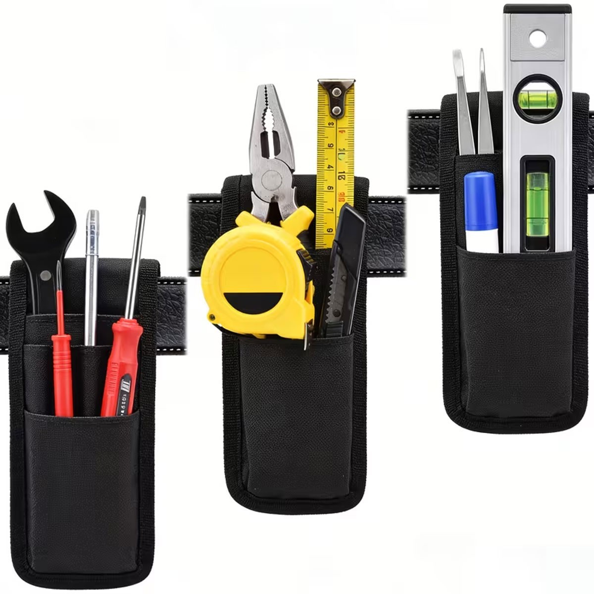 2pcs Black Tool Pouch with Belt Clip Small Tool Holder Pouch Min Work Organizer