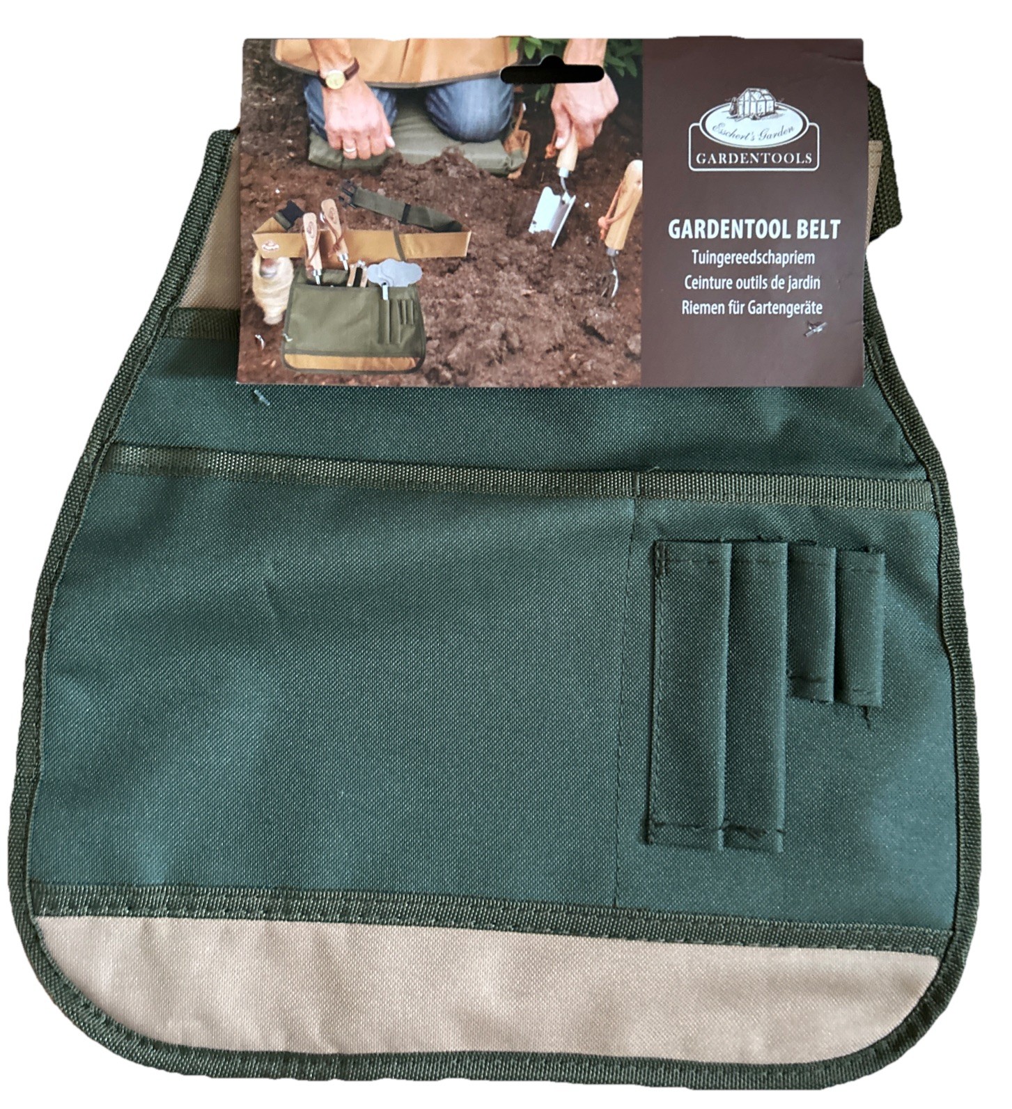 Esschert’s Garden Tools Gardentool Tool Belt Design Canvas Gardening Green Tan