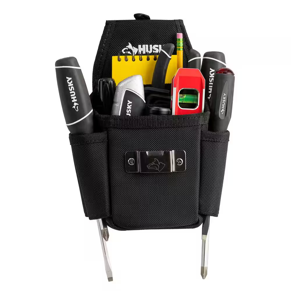 6.7 In. Black 3-Pocket Utility Tool Belt Pouch