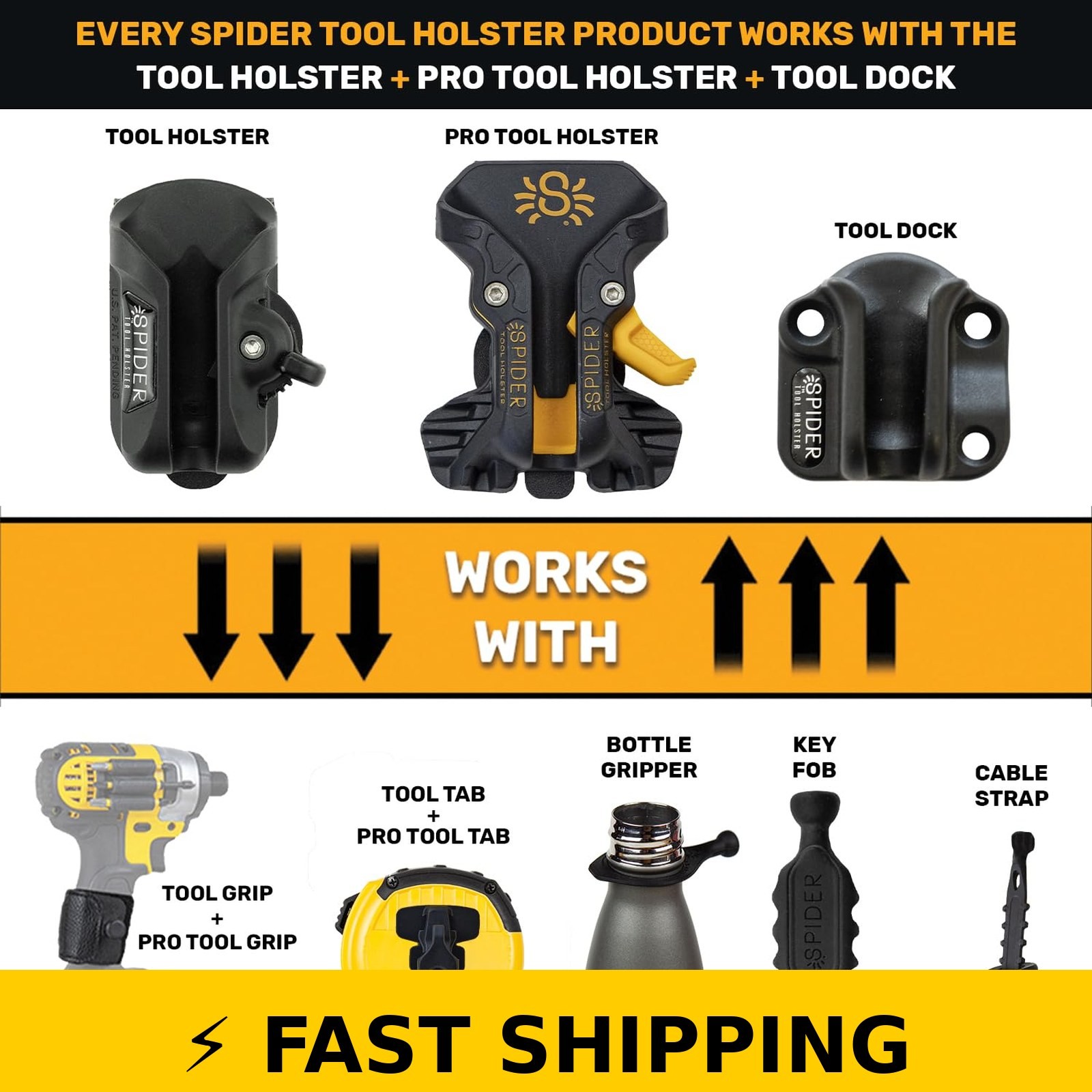 Spider Tool Holster – Pro Holster with Driver Pins – Heavy Duty