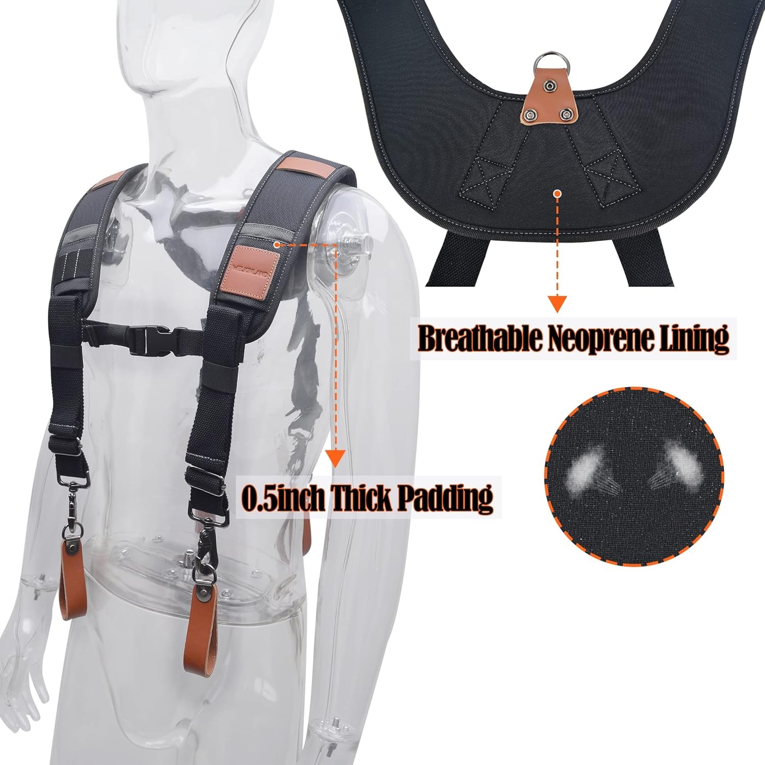 WELKINLAND Heavy-Duty leather tool belt suspenders, Carpenter tool bag suspender
