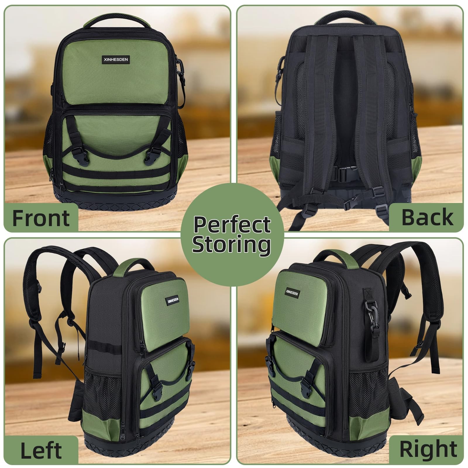Tool Backpack Heavy Duty, Bag For 14.5″L x 7″W x 19″H, Green