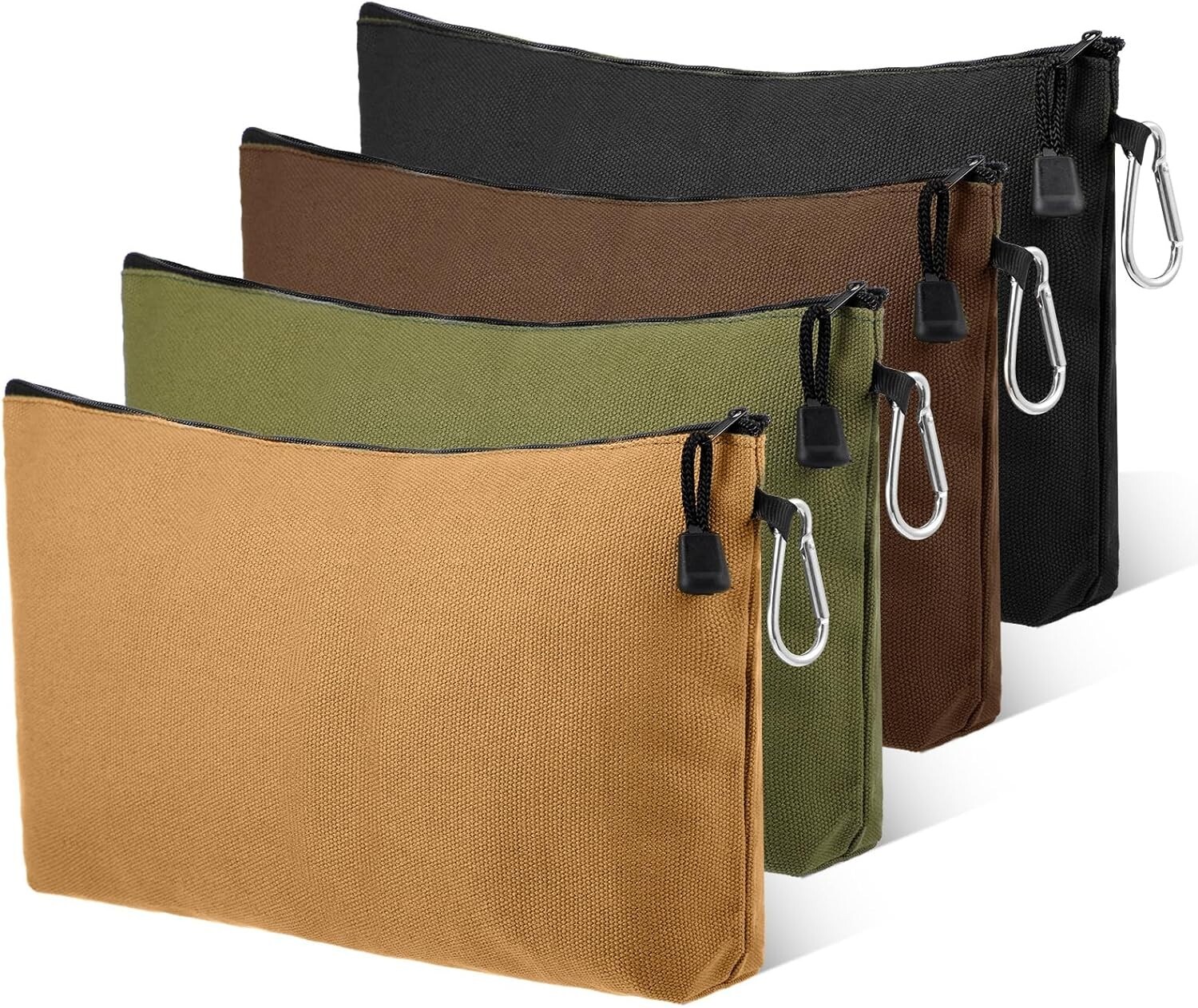 4 Pack Tool Pouch Multipurpose Tool Bag with Zipper Clip 12 x 6 Inch
