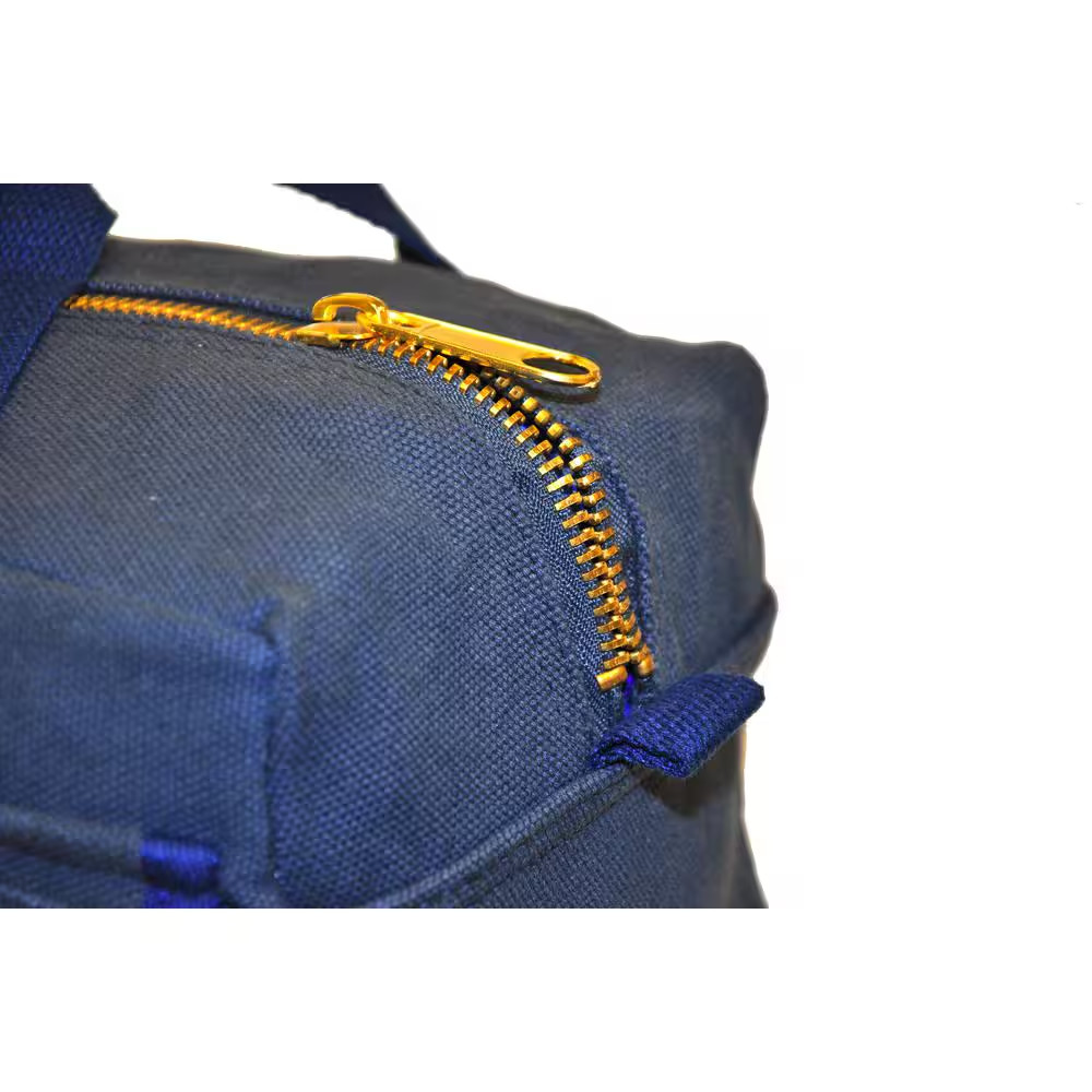 11 in. W Mechanics Tool Bag with Brass Zipper, Dark Blue, Government Issued Styl