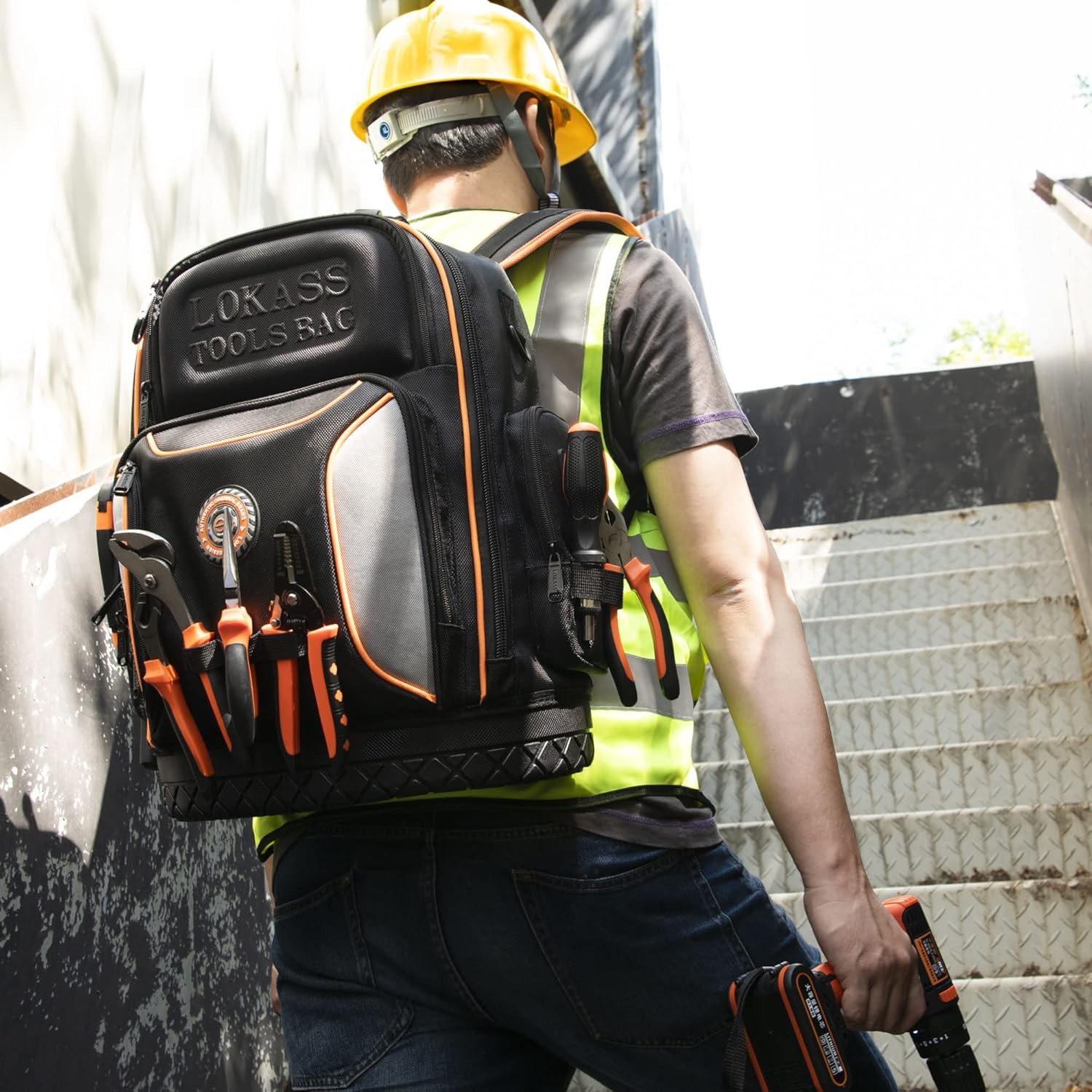 Tool Bag Backpack, 75 Pockets & Loops Heavy Duty Tools Organizer Bags/HVAC Tool