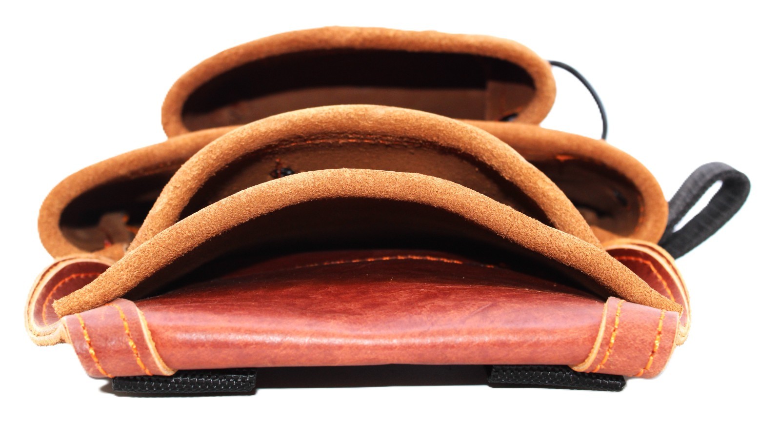 USA Pro Tools Top Grain Leather Tool Pouch with Nylon Handle 4-Pocket Dark Brown