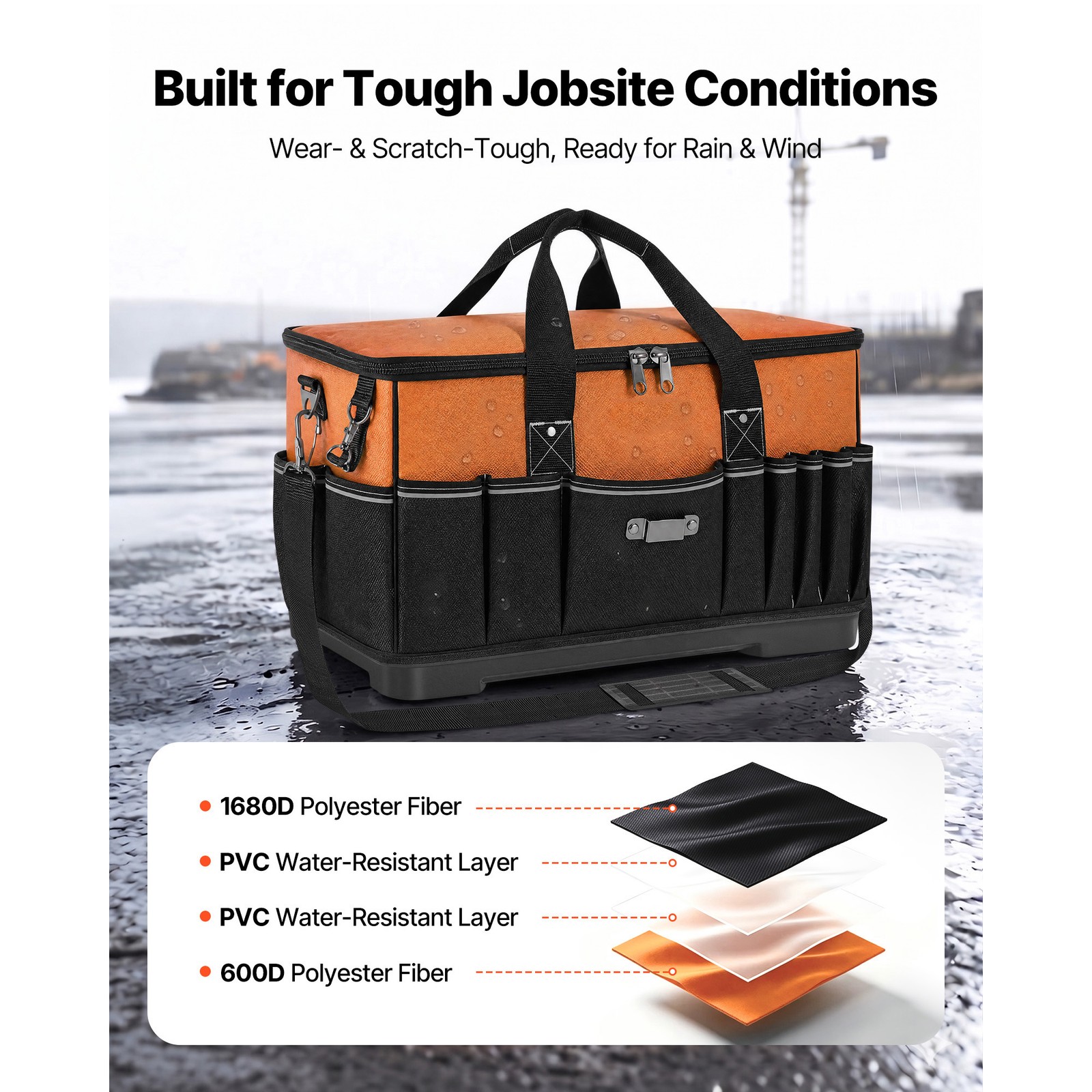Uimoso 19.1-Inch Tool Bag with 33 Pockets and Water-Resistant Base