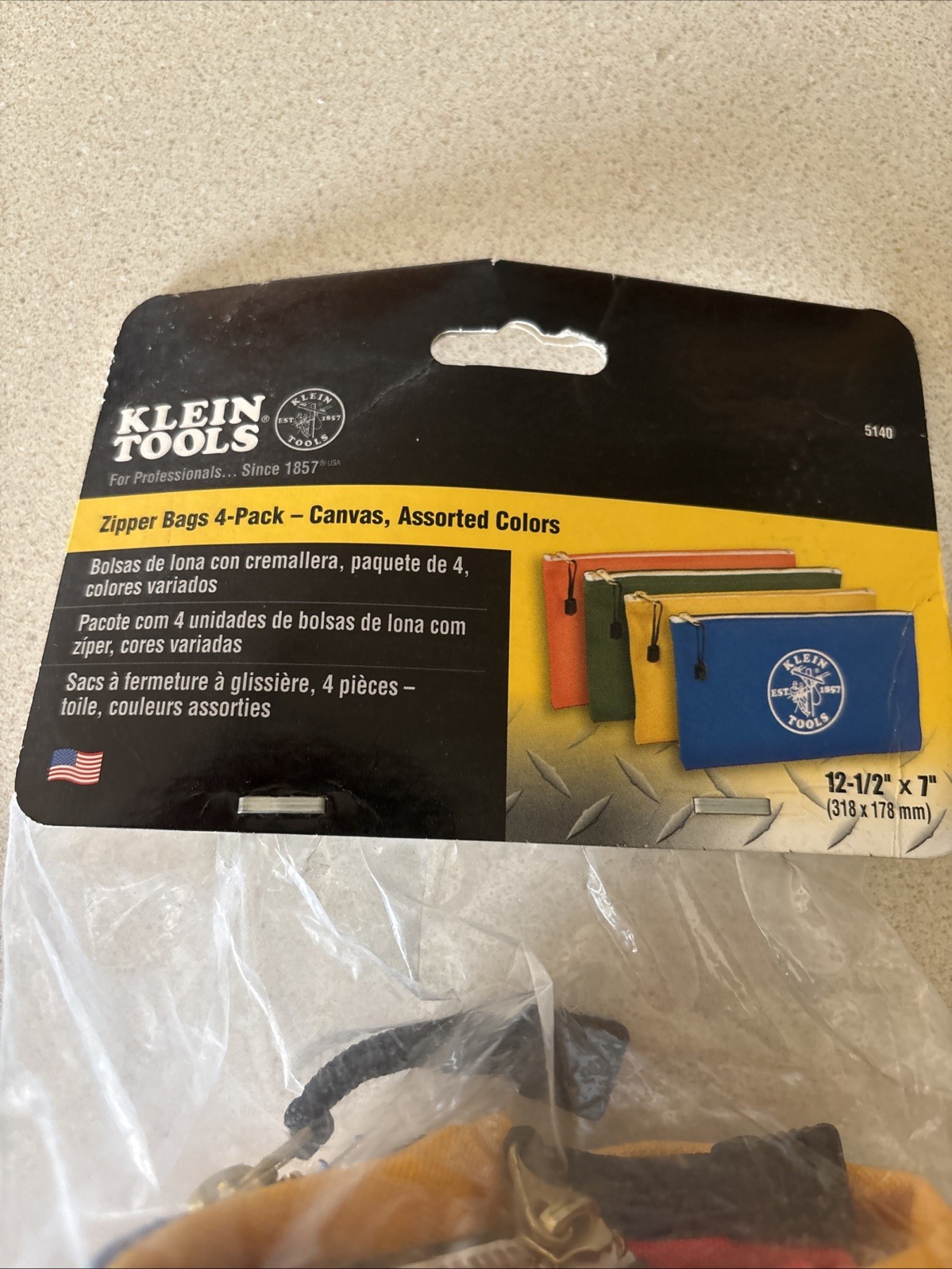 Klein Tools 5140 Zipper Tool Bags 12.5 x 7-Inch, 4 Pack Durable Canvas