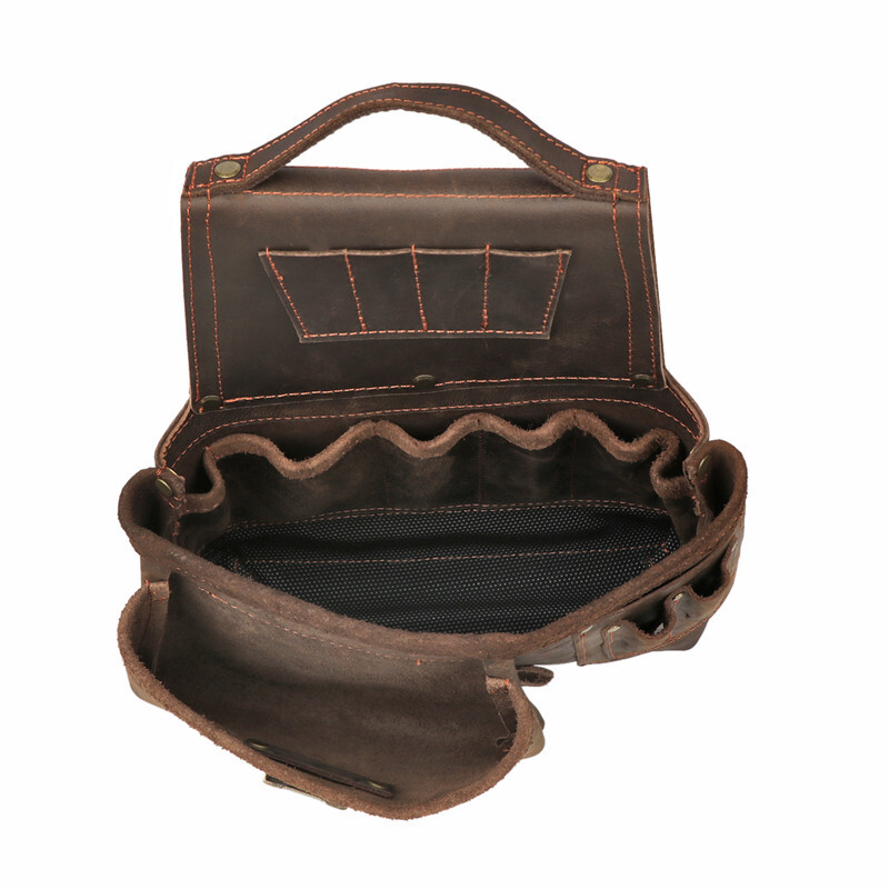 TOURBON Heavy Duty Tool Belt Pouch for Electricians Carpenter Contractor Leather