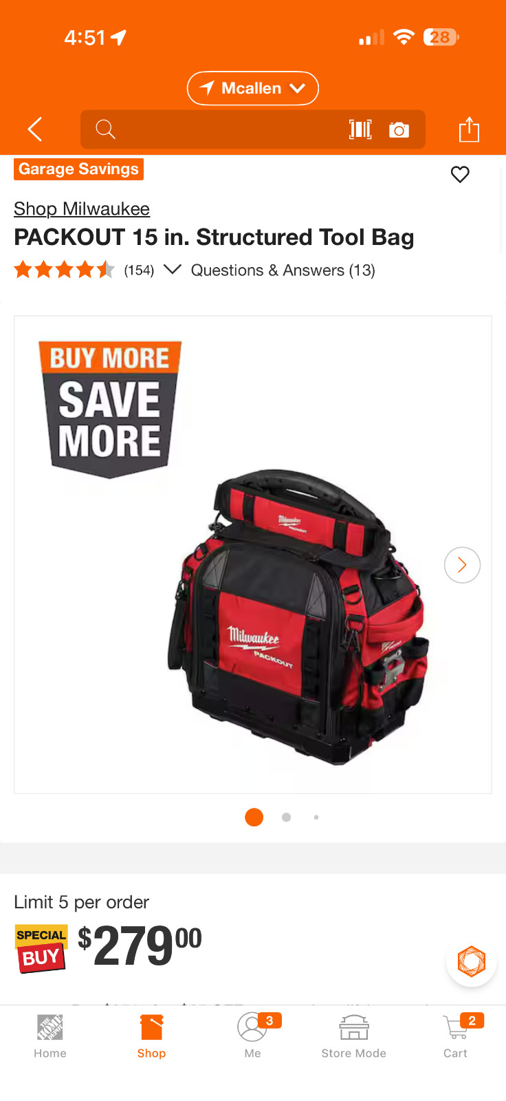Milwaukee 15in. Black/Red Tool Bag/box