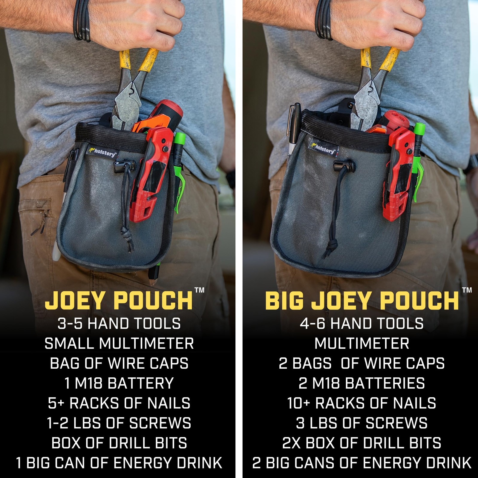 Joey Pouch Clip-On Tool Belt Bag For Tools Screws Nails Utility Pouch Holster