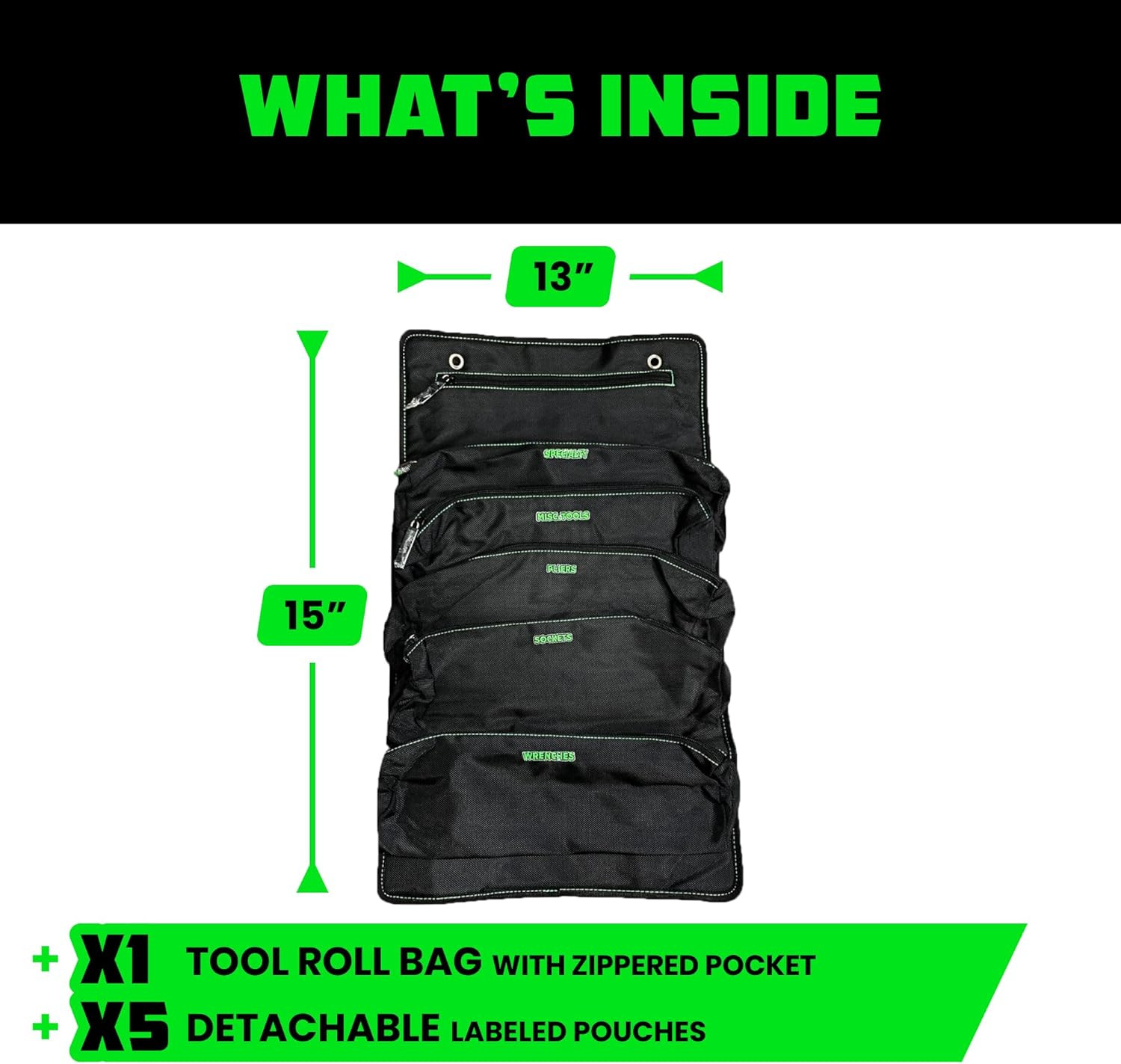 Tool Bag Roll – Heavy Duty Canvas Organizer Pouch for Tools – Ultimate Travel To