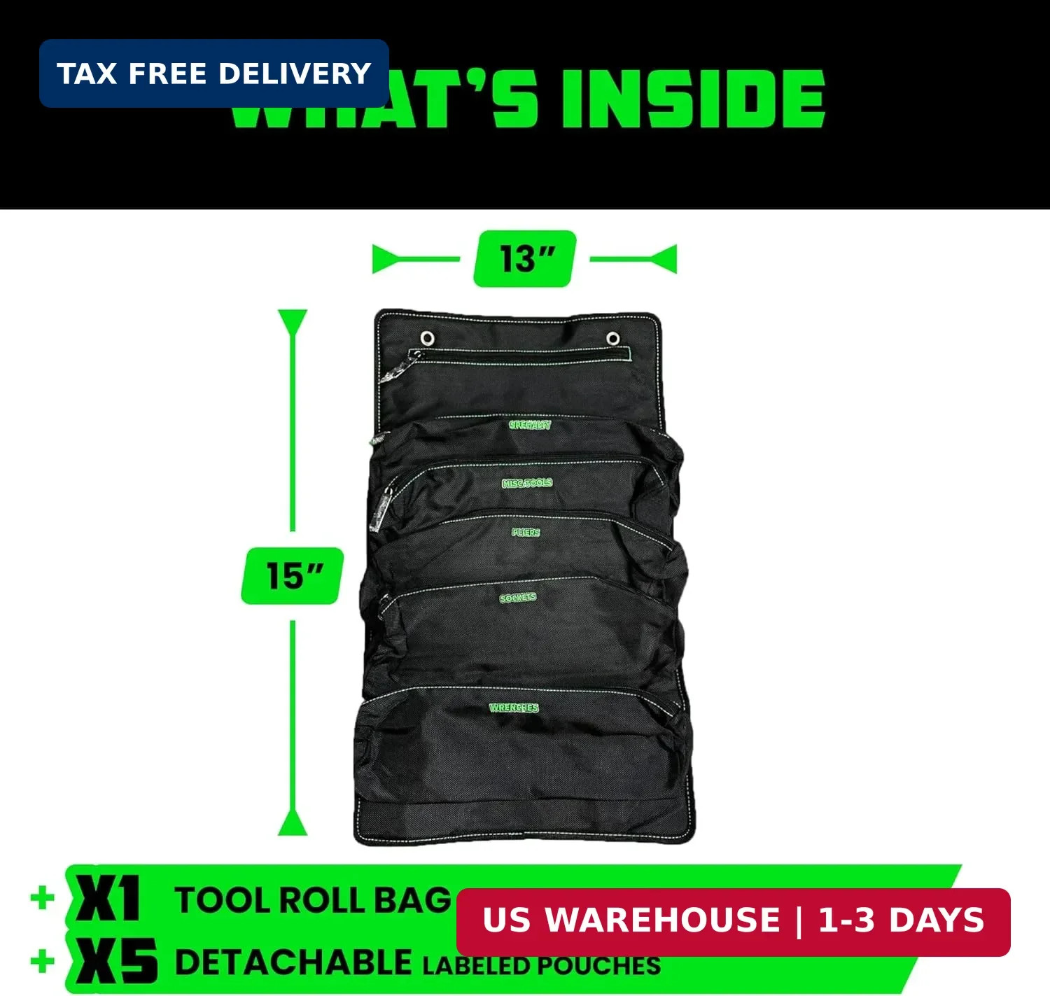 Tool Bag Roll – Heavy Duty Canvas Organizer Pouch for Tools – Ultimate