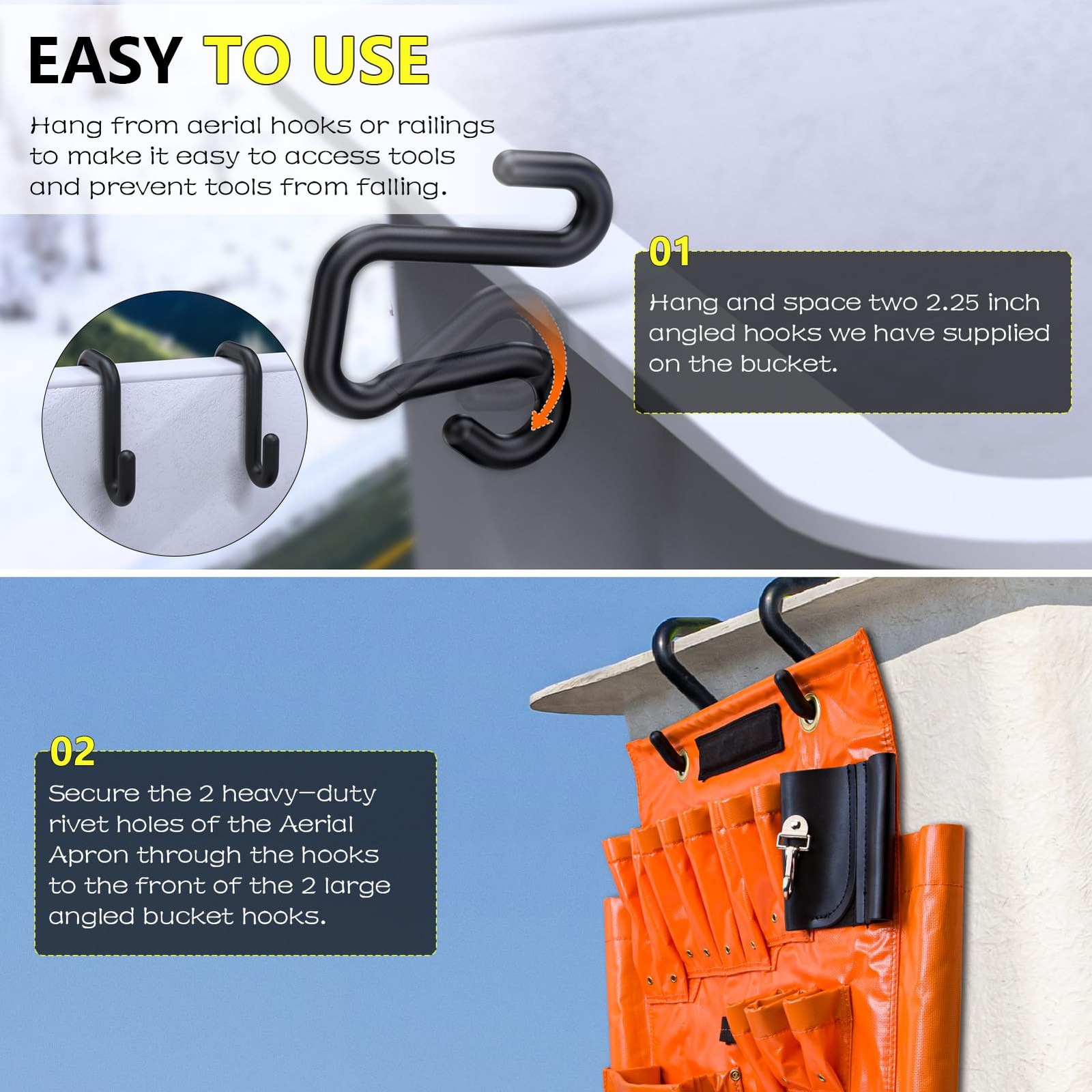 Lineman Aerial Apron Bucket Truck Tool Organizer 16 Pockets 2 Bucket Hooks