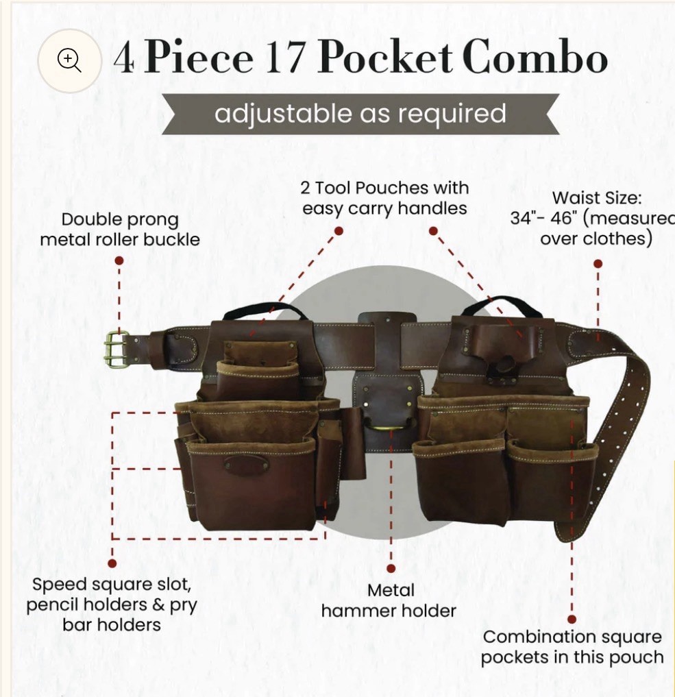 Style N Craft | 4 Piece 17 Pocket Pro Framer’s Combo in Full Grain Leather