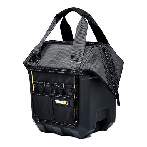 Massive Mouth 12-Inch Tool Bag, Wide-Opening Hard Body, 25 Pockets, Reinforced H