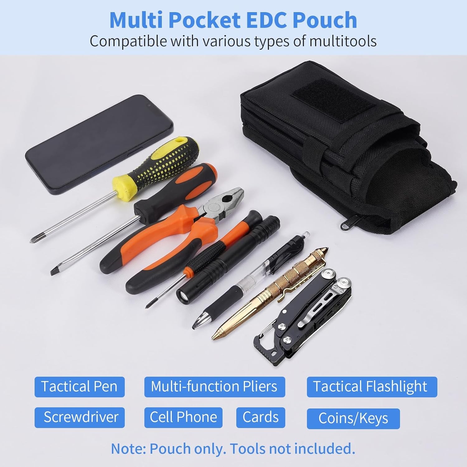 Belt Tool Pouch,Tactical Utility Pouch, Heavy-Duty Nylon EDC Multitool Organizer