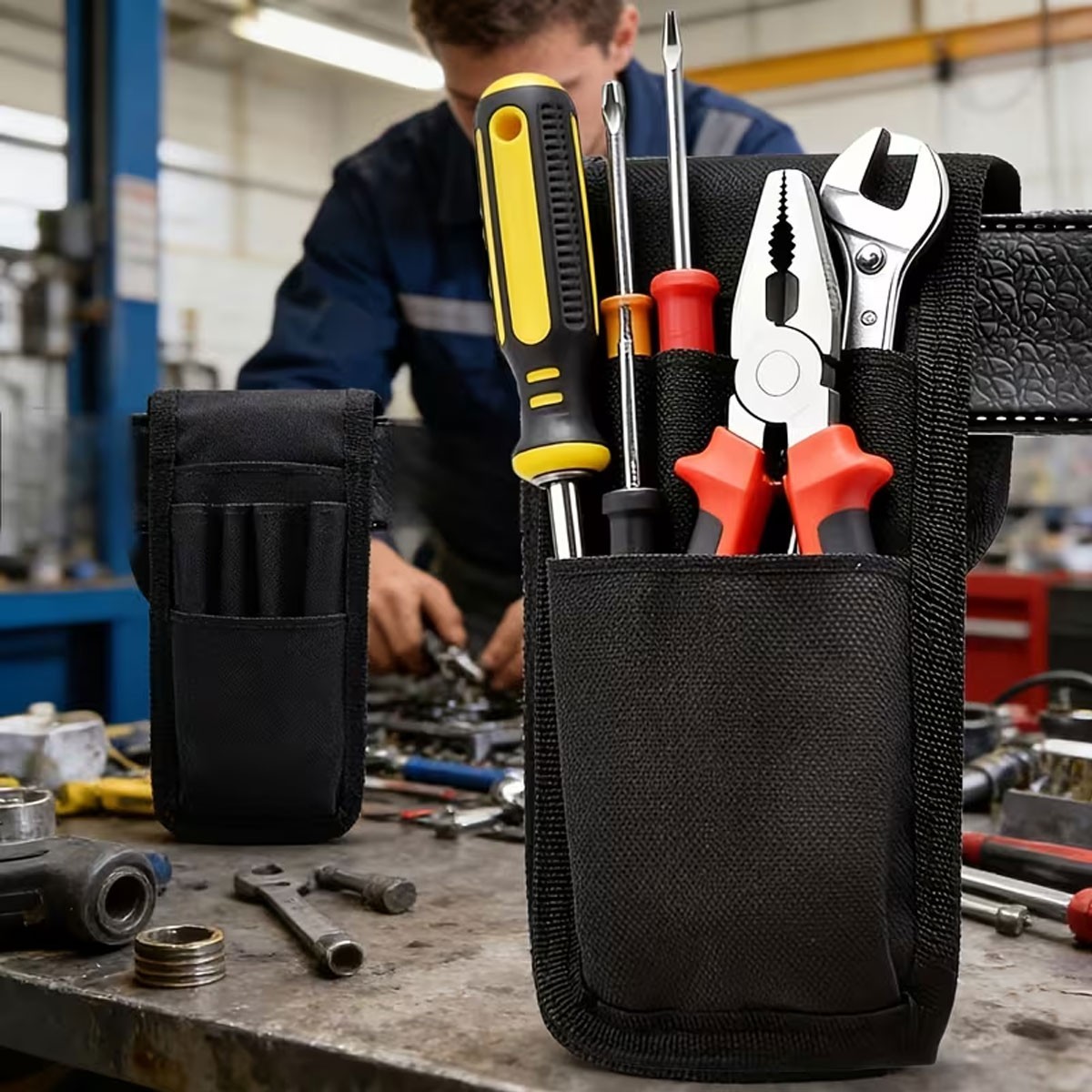 2x Black Belt Pen Holder Pocket Protectors for Pens and Pencils Molle Pen Pouch