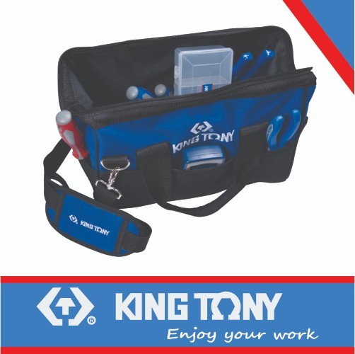 KING TONY 16″ Fabric Tool Bag with Rubber Base 600D Nylon Oxford Made in Taiwan