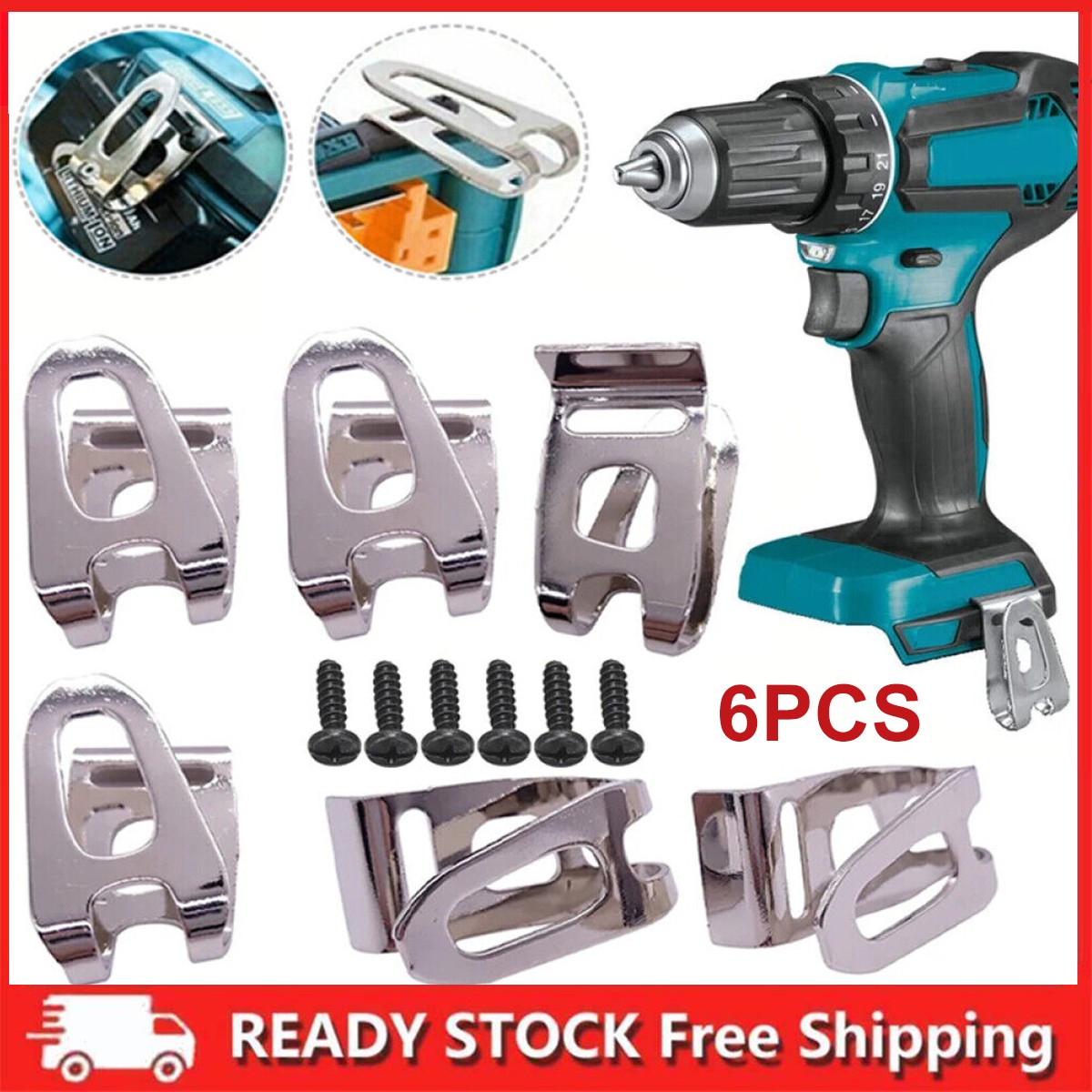 6 Pieces Belt Clip Durable Belt Hook Clip for Power Tools Hammer Drill