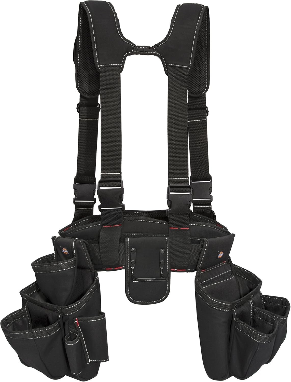 4-Piece Carpenter’s Work Rig, Padded Tool Belt Suspenders, Cooling Mesh, Leat…