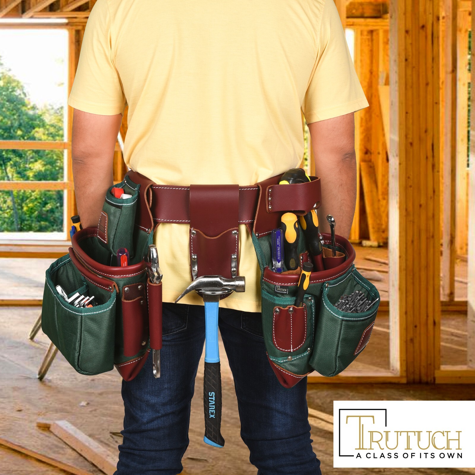 TRUTUCH Nylon and Leather Tool Belt | Framing Tool Bags | Nylon Tool Pouch