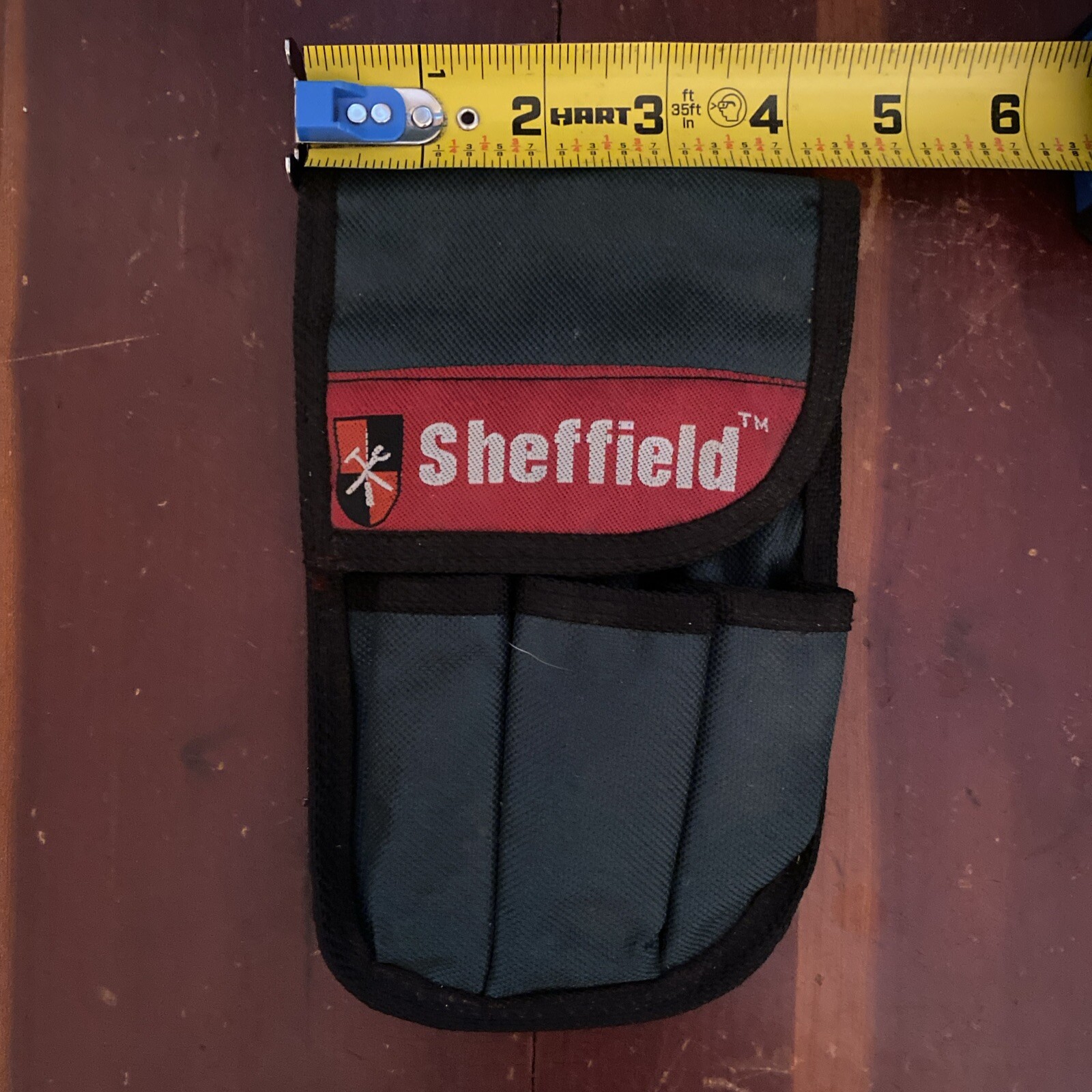 Sheffield Brand Utility Tool Belt Pouch 6 Pockets Green Red