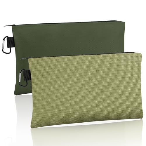 2 Pack Tool Bag Zipper Pouch 12.4 x 7.3 Inch Utility Organizer with Carabiner