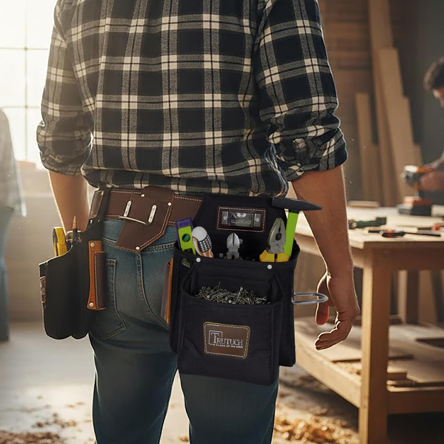 Durable Nylon & Leather Tool Belt for Carpenters & Electricians – Black 1700