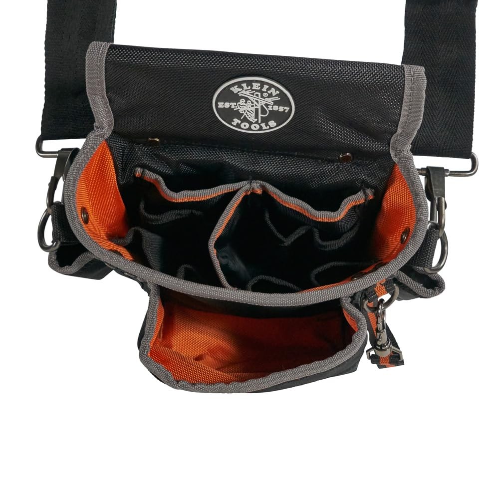 Klein Tools 5243 Tradesman Pro Tool Pouch with One Size, Black/Orange/Gray