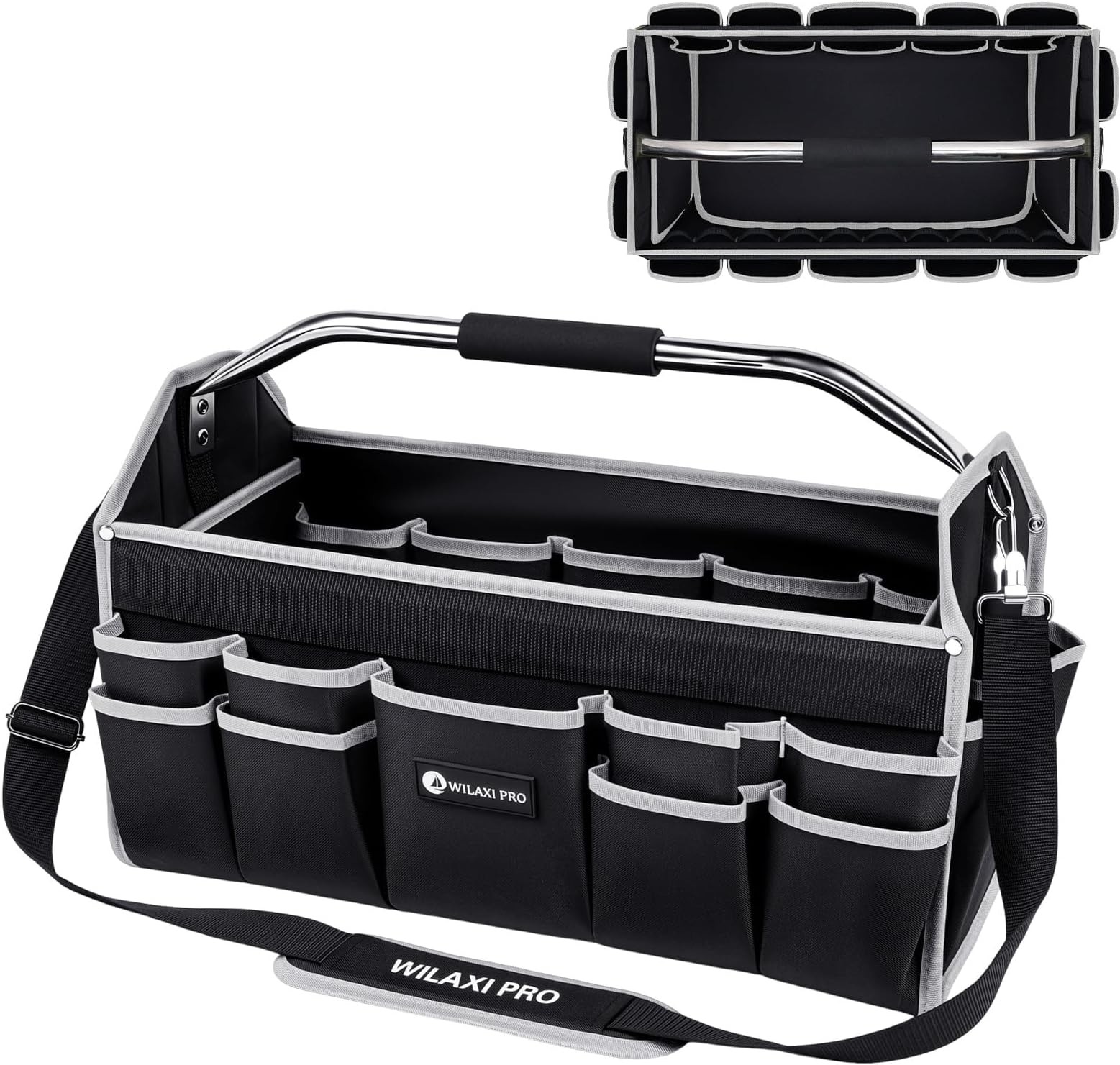 20in Tool Bags For Men Heavy Duty, 22 PCS Pockets Tool Bag Organizer Foldable…