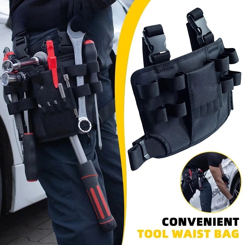 Tool Waist Bag w/ Adjustable Belt 11 Durable Pockets Pouch Electricians Workers