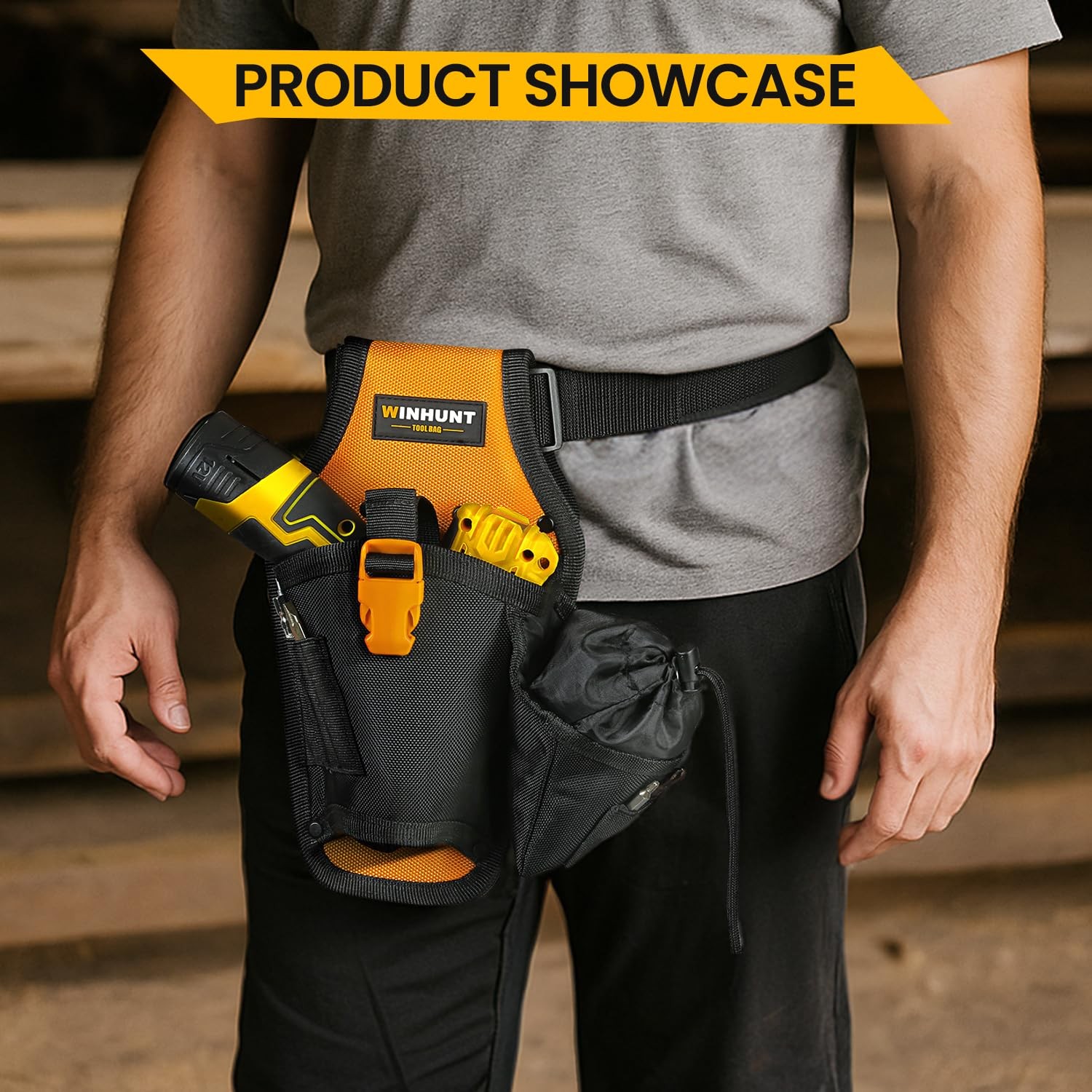 Drill Holster Tool Belt, 12x 7 inches, Black and Yellow, Heavy-Duty Tool Bag …