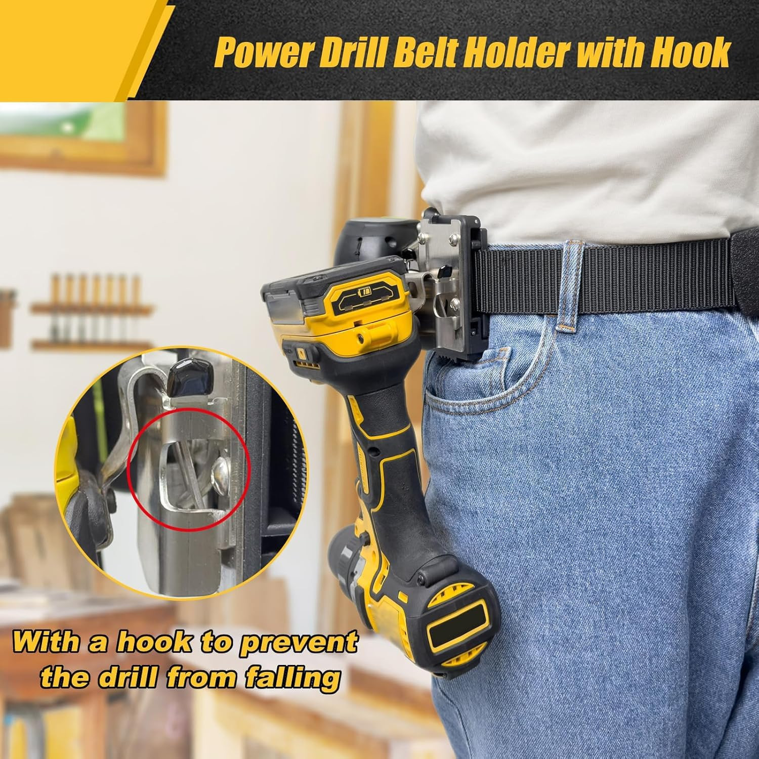 Cordless Drill Holder Belt Clip and Hook Holster for Quick Access