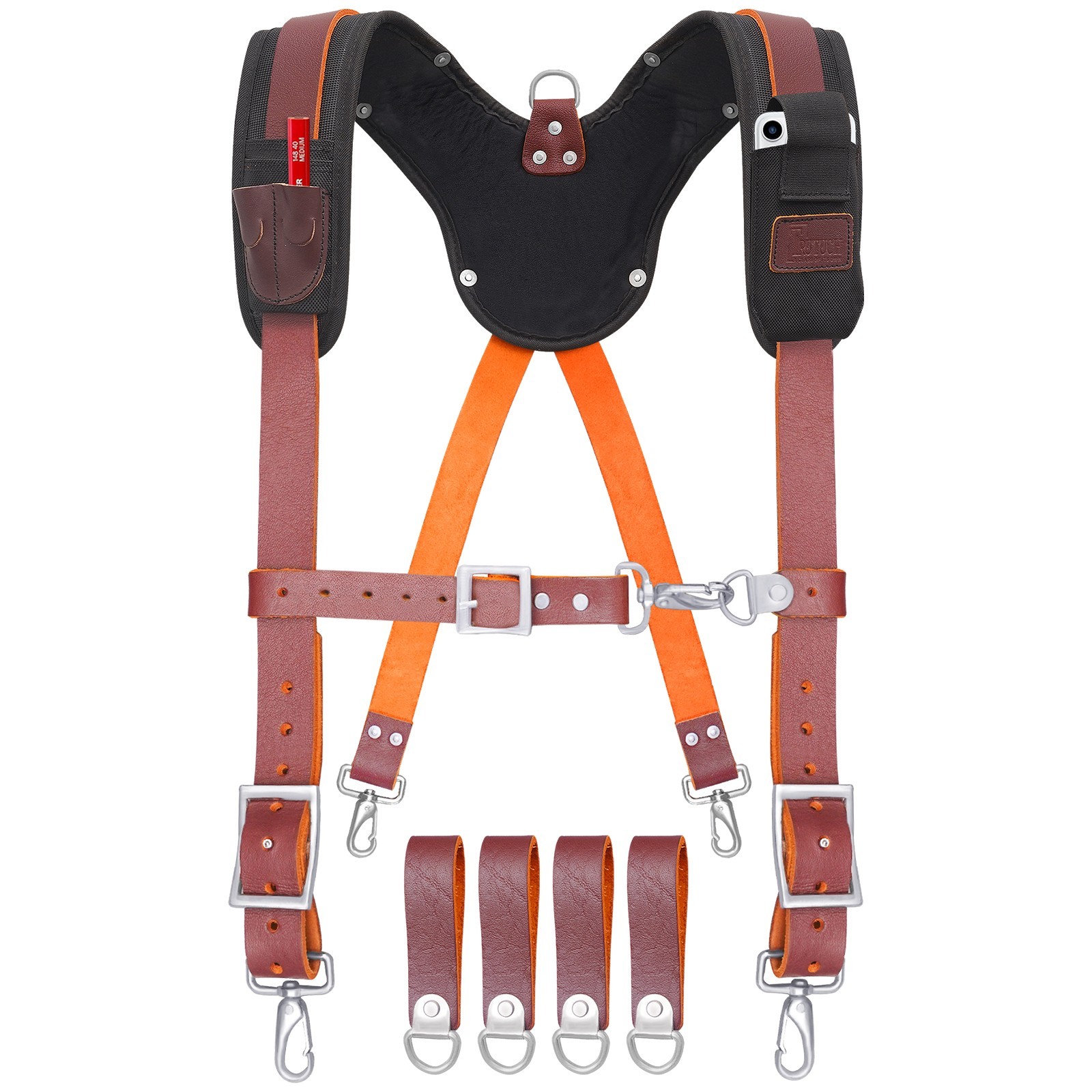 TRUTUCH Nylon and Leather Tool Belt with Leather Work Suspender | Construction