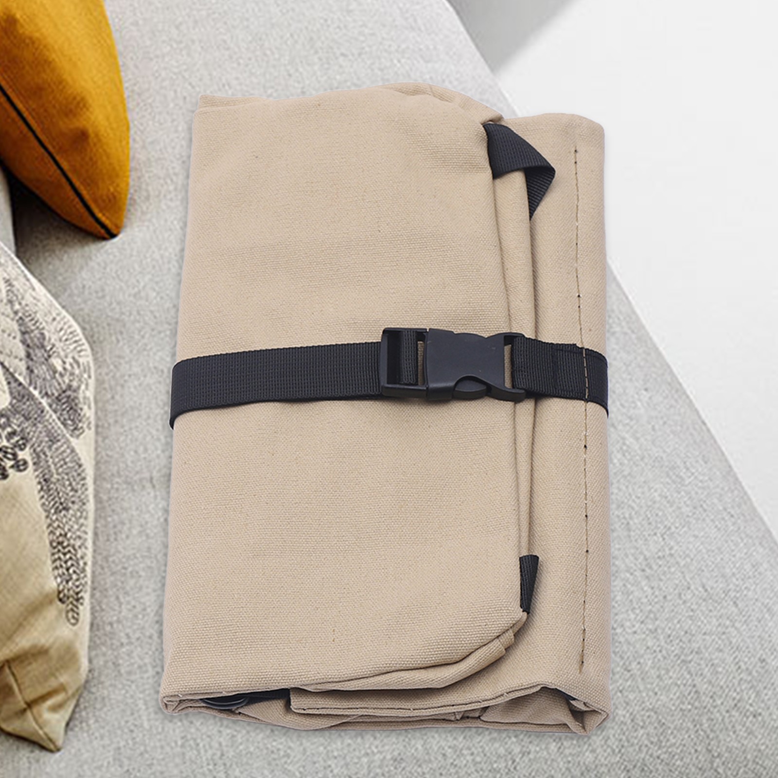 Scratch Resistant Roll Bag Heavy Duty Canvas Roll Up Tool Bag with 5 Pockets