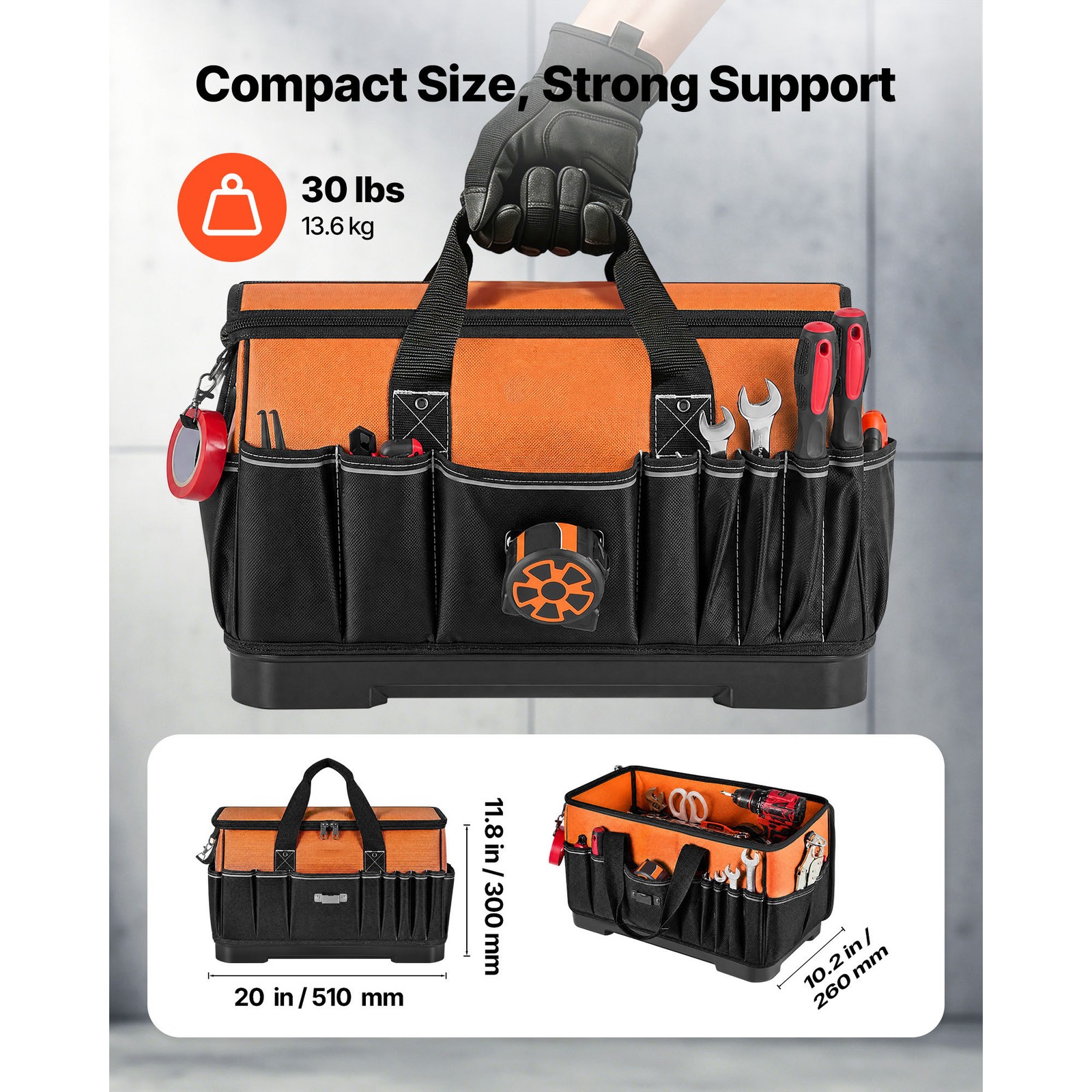 Uimoso 19.1-Inch Tool Bag with 33 Pockets and Water-Resistant Base