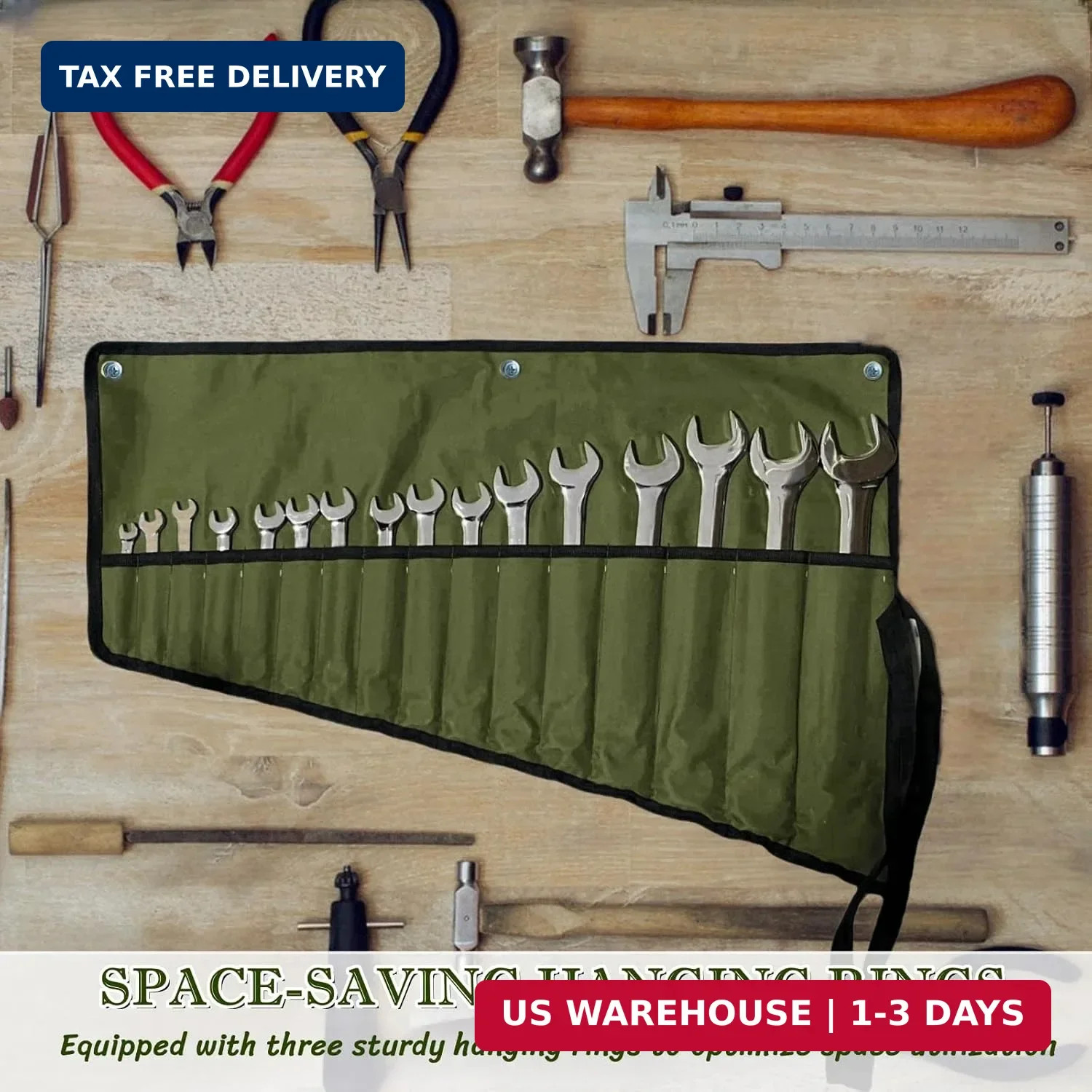 BLIRITEL 16 Pockets Wrench Roll Up Pouch, Wrench Roll Organizer and Tool Storage