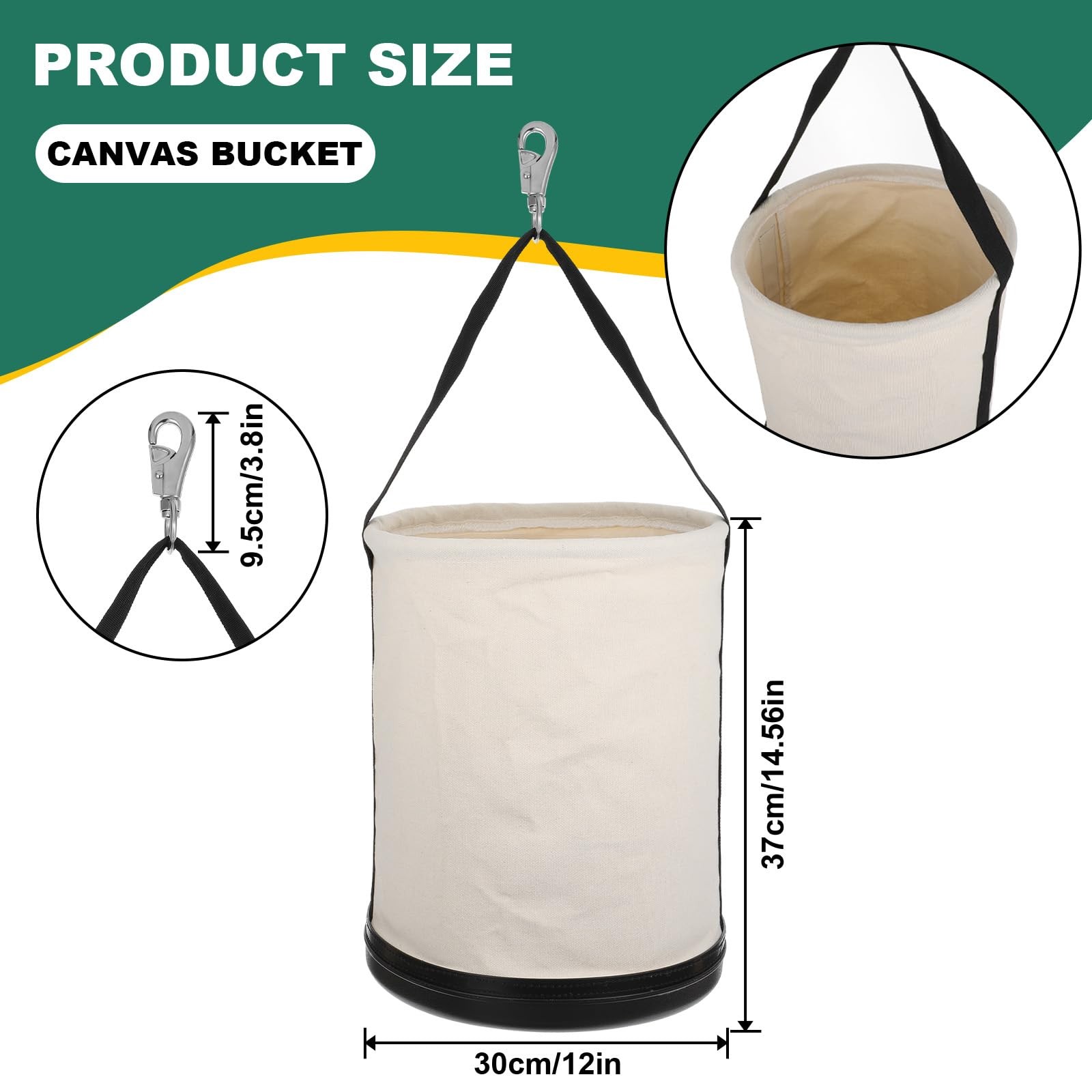 Utility Canvas Bucket 15″ x 12″ All Purpose Truck Tool Bucket Bag Organizer w…