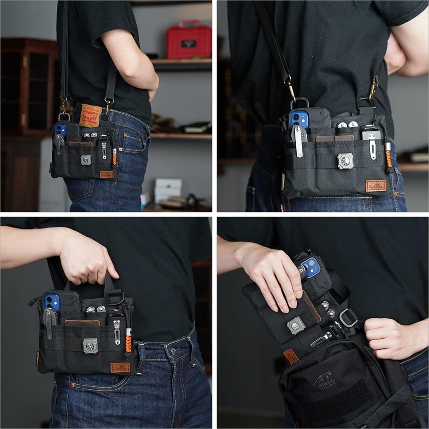VE5 Slim EDC Pouch with 7 Pockets, Mens Pocket Organizer Multitool Pouch, Min…