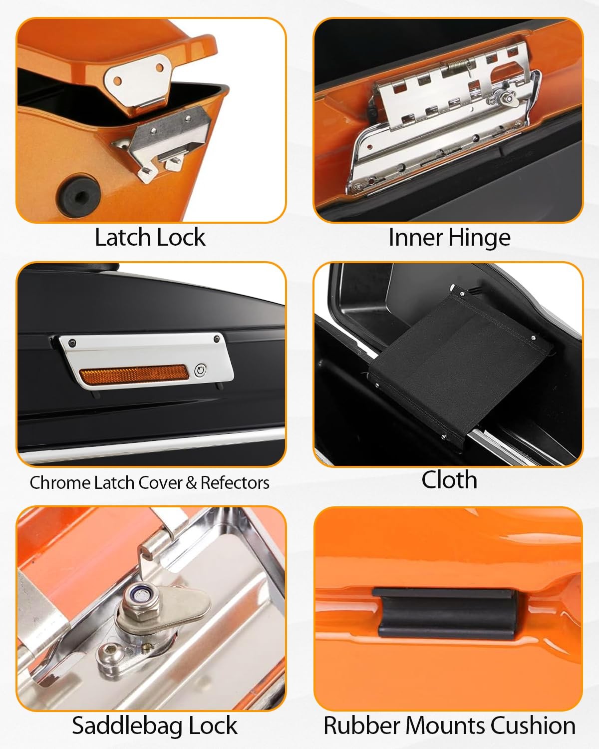 Harley Davidson Touring Saddlebag Hardware Kit Chrome Latch Cover Compatible