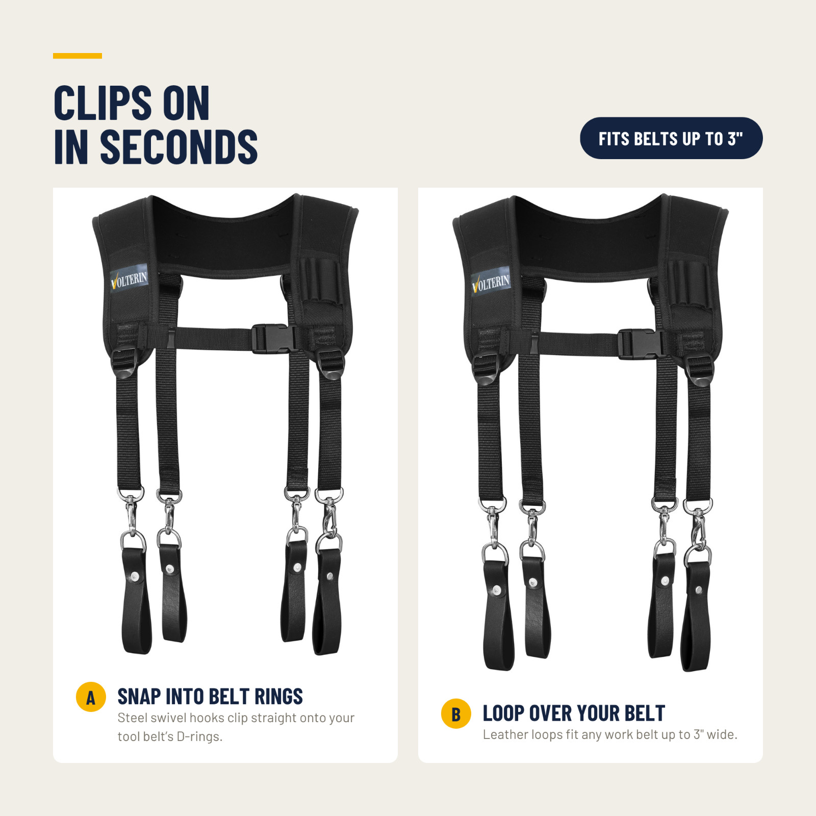 Tool Belt Suspenders for Men, Heavy Duty Padded Nylon Work Suspenders Pocket