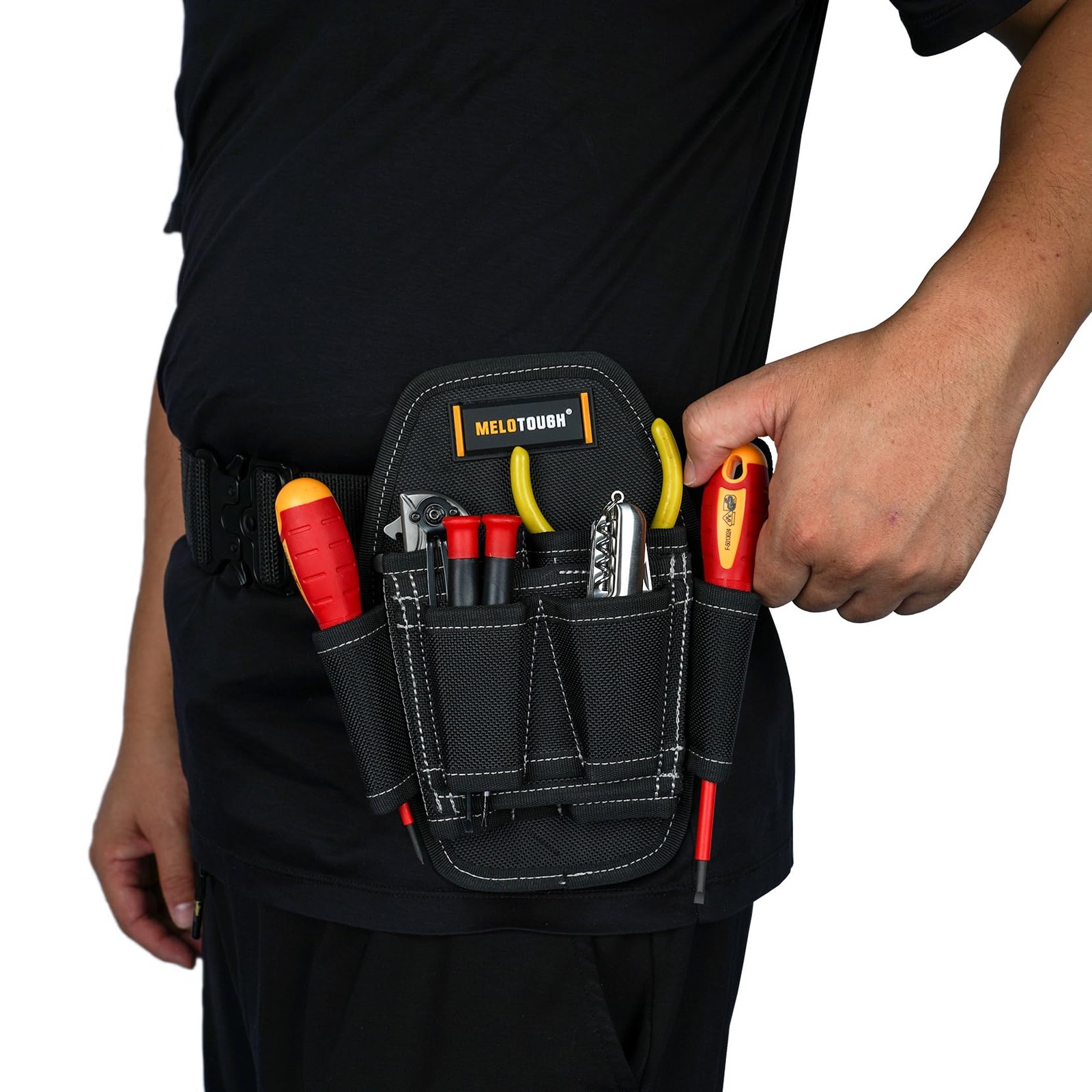 MELOTOUGH 7 Pocket Clip On Tool Pouch Small Tool Holder, Min Work Organizer