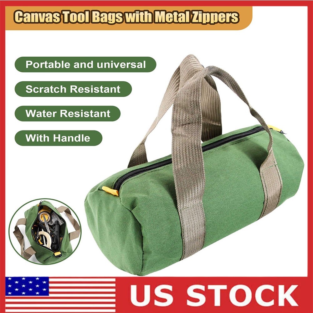 12in Heavy Duty Canvas Tool Bag with Zipper Muti-Purpose Portable Waterproof