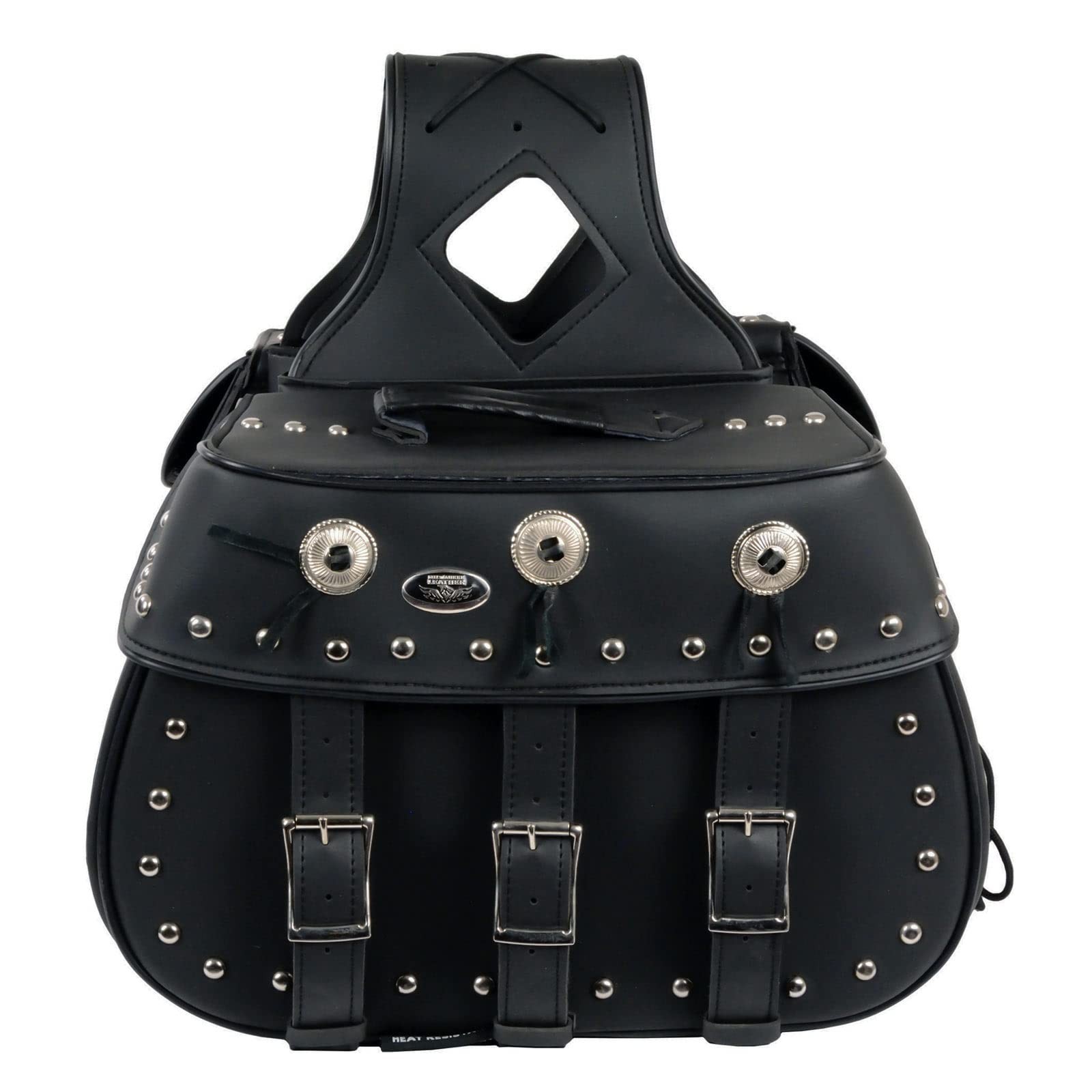 Studded Throw-Over Motorcycle Saddlebags – Synthetic Leather – Universal Fit …
